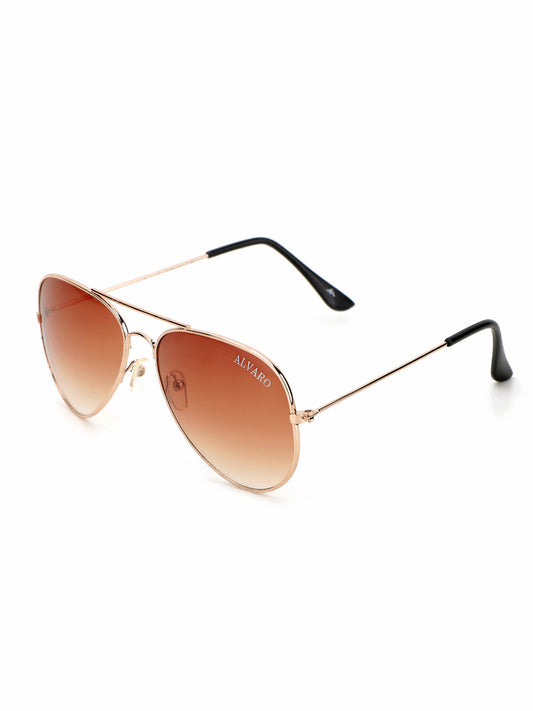 Alvaro Castagnino Men Copper Polarised Aviator Sunglasses 