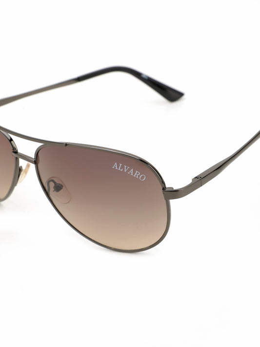 Alvaro Castagnino Men Brown Aviator Sunglasses With Polarised Lens