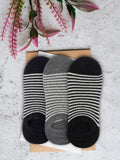 Alvaro Castagnino Men Black & Grey Coloured Striped Shoe Liners Socks