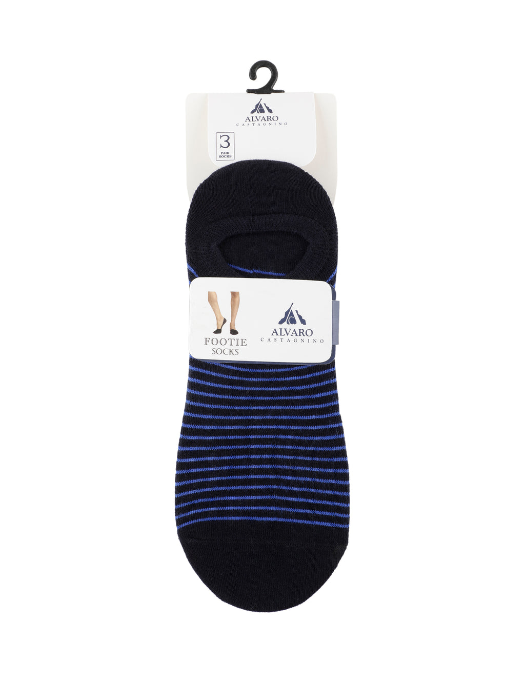 Alvaro Castagnino Men Black & Grey Coloured Striped Shoe Liners Socks