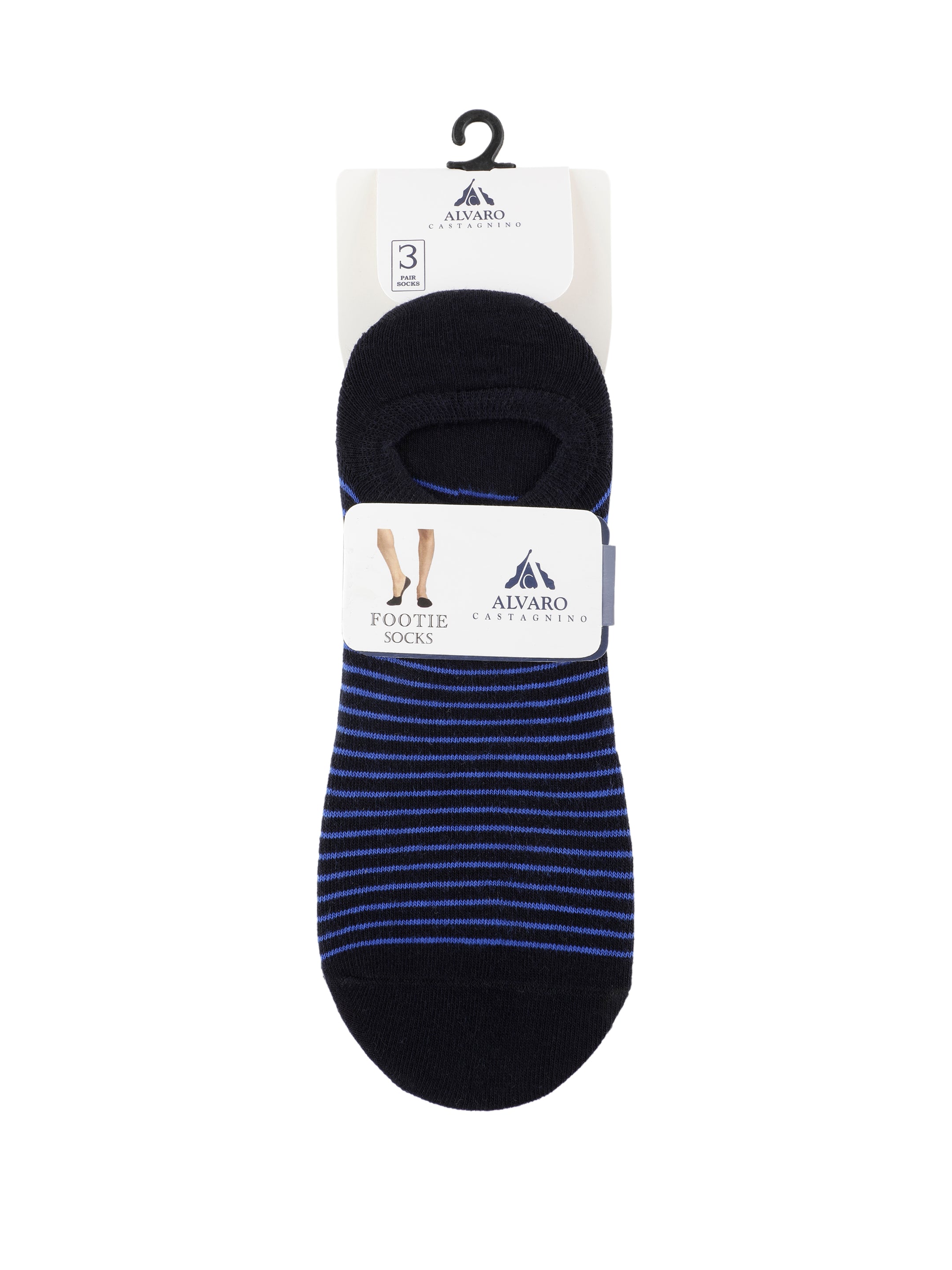 Alvaro Castagnino Men Black & Grey Coloured Striped Shoe Liners Socks