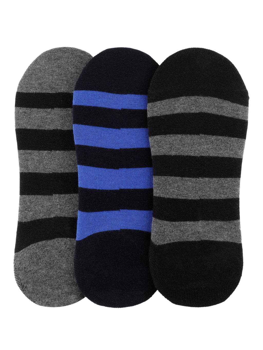 Alvaro Castagnino Men Black & Grey Coloured Striped Shoe Liners Socks