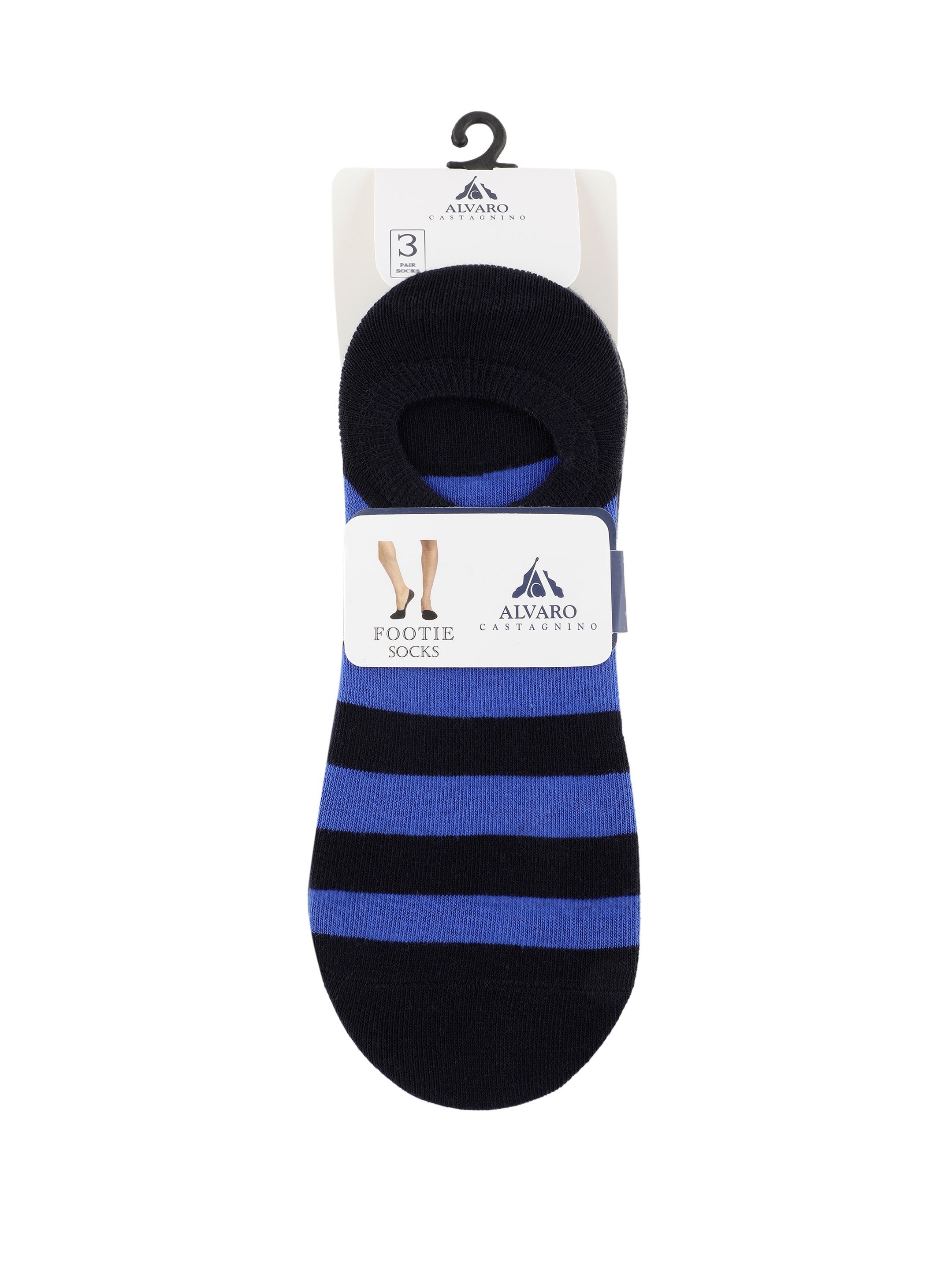 Alvaro Castagnino Men Black & Grey Coloured Striped Shoe Liners Socks