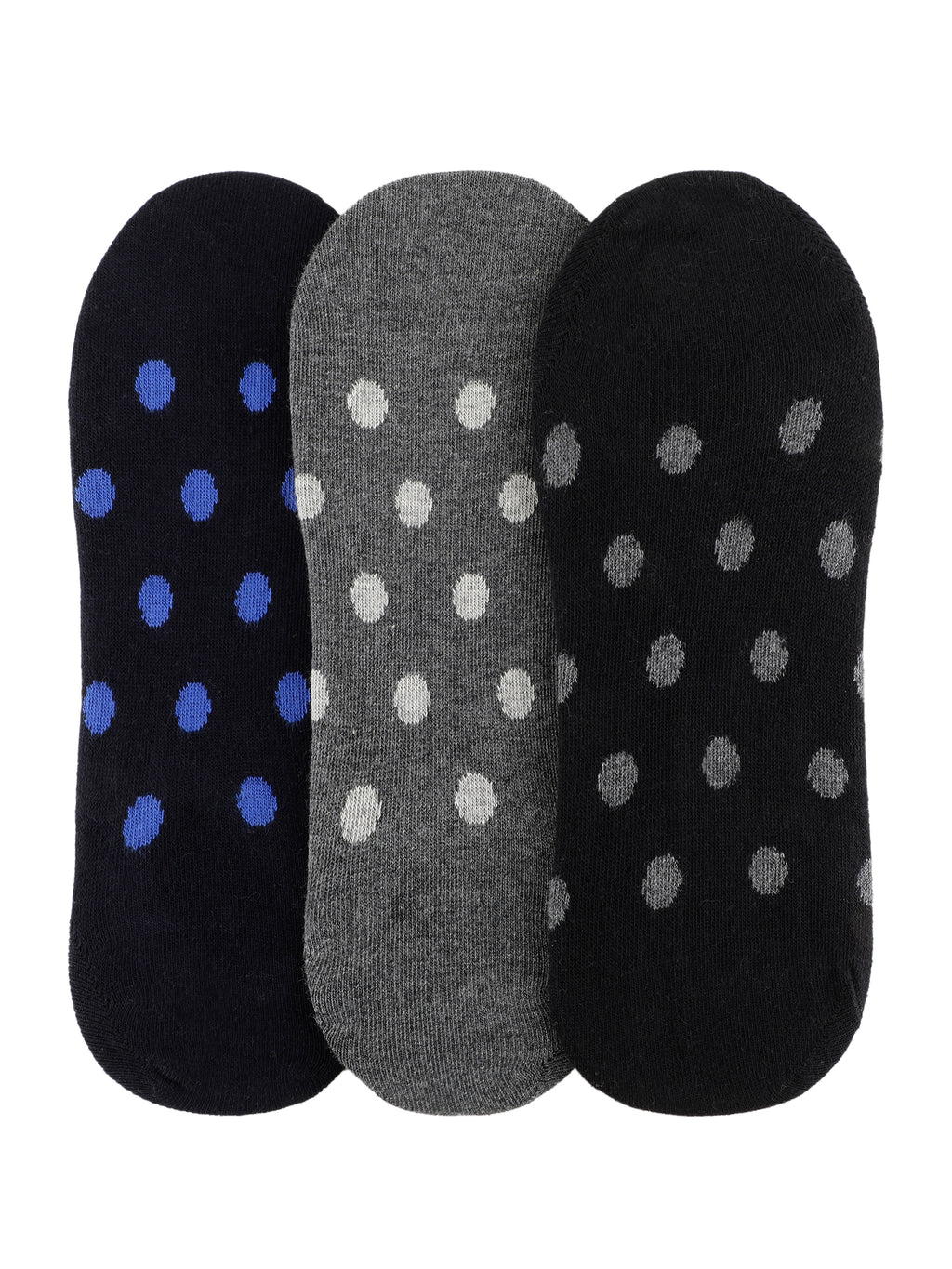 Alvaro Castagnino Men Black & Grey Coloured Polka Dots Shoe Liners Socks