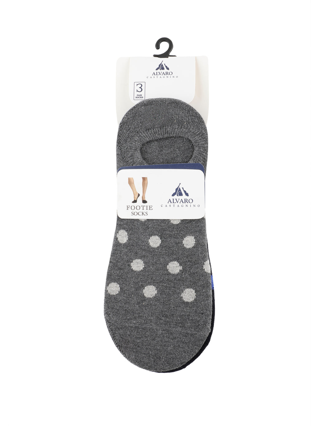 Alvaro Castagnino Men Black & Grey Coloured Polka Dots Shoe Liners Socks