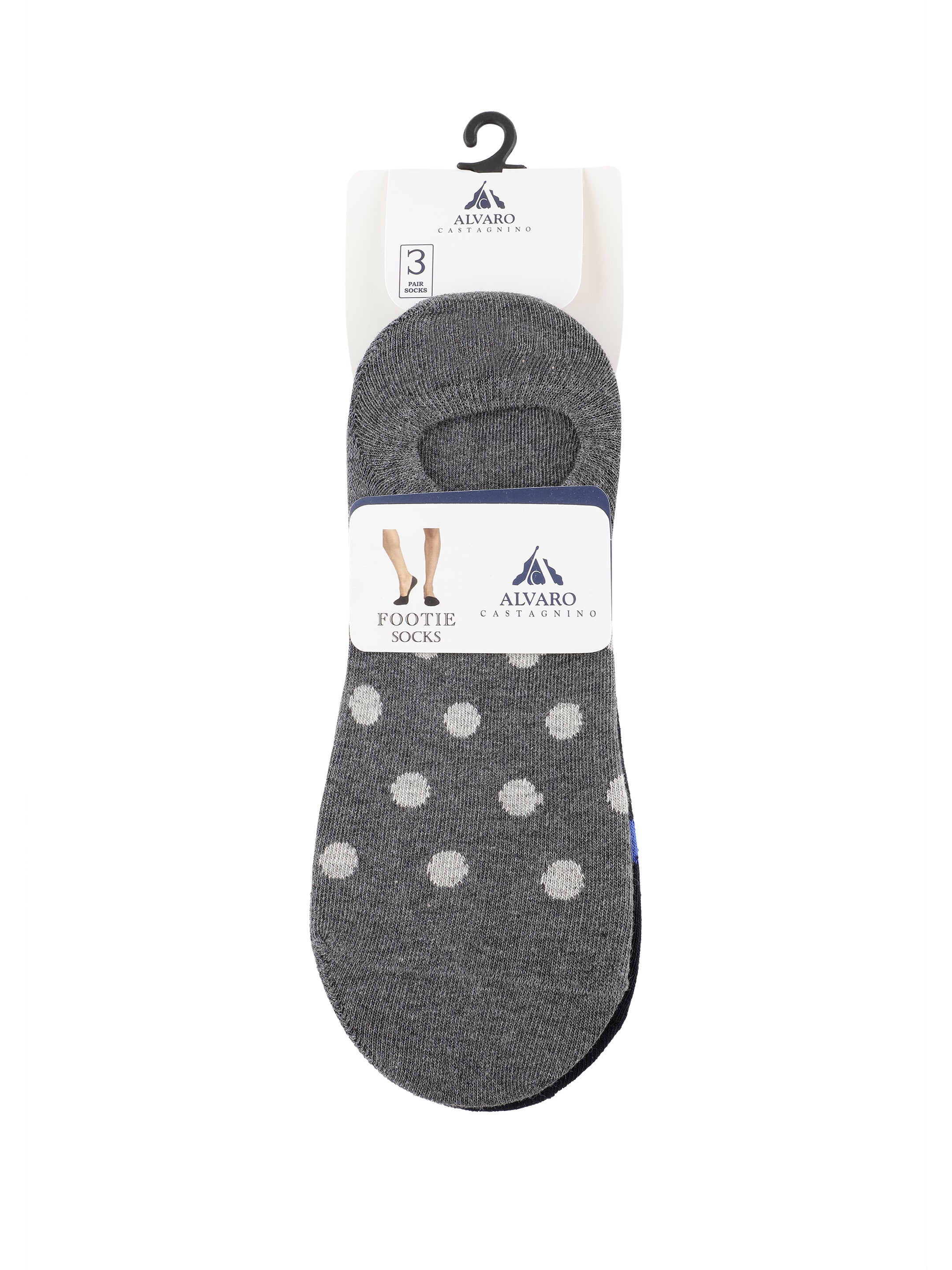 Alvaro Castagnino Men Black & Grey Coloured Polka Dots Shoe Liners Socks