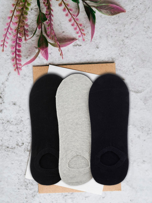 Alvaro Castagnino Men Black Grey & Blue Coloured Plain Shoe Liners Socks