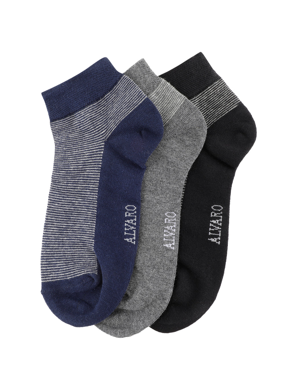 Alvaro Castagnino Men Black Grey & Blue Coloured Ankle-Length Socks