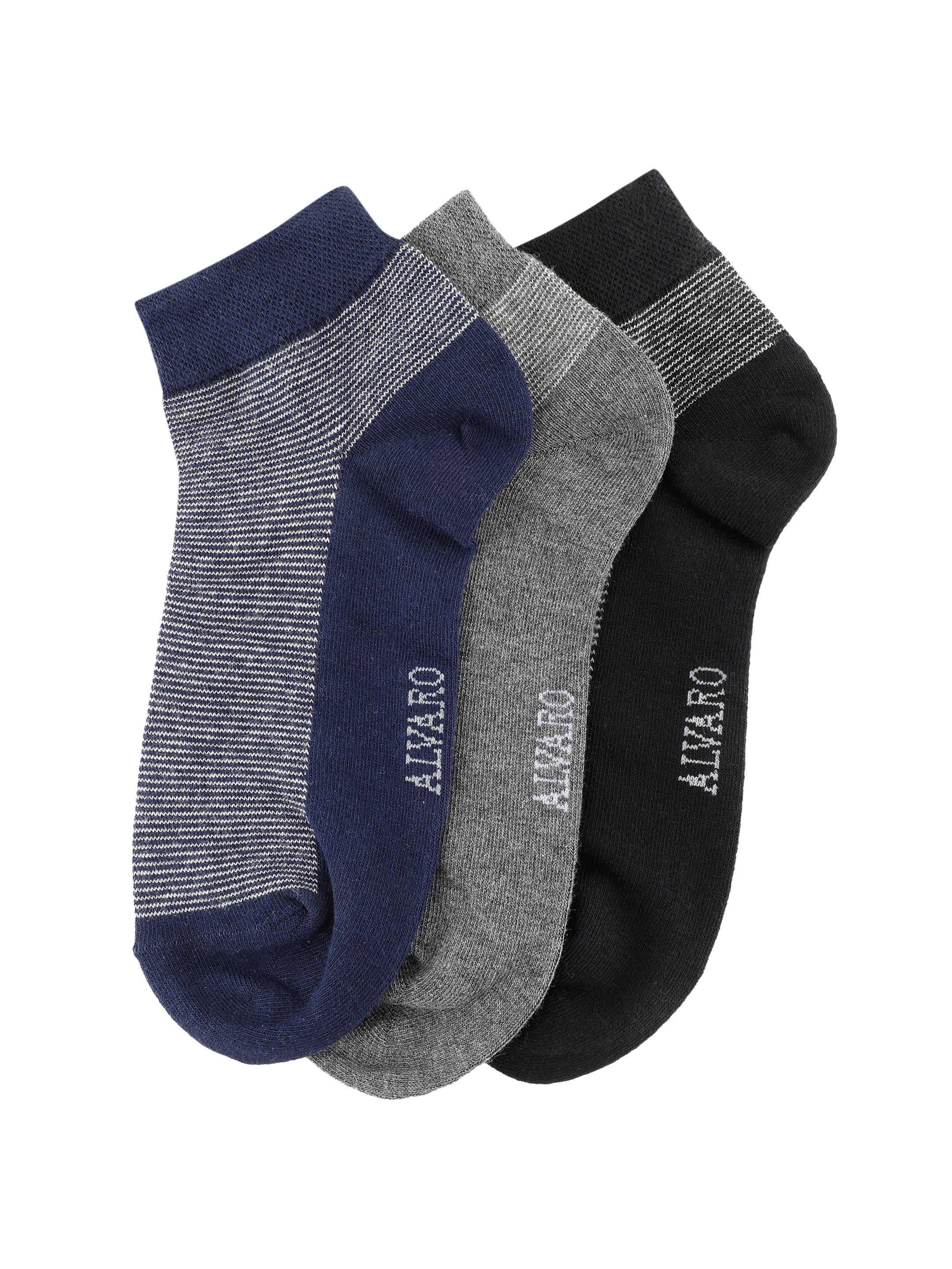 Alvaro Castagnino Men Black Grey & Blue Coloured Ankle-Length Socks