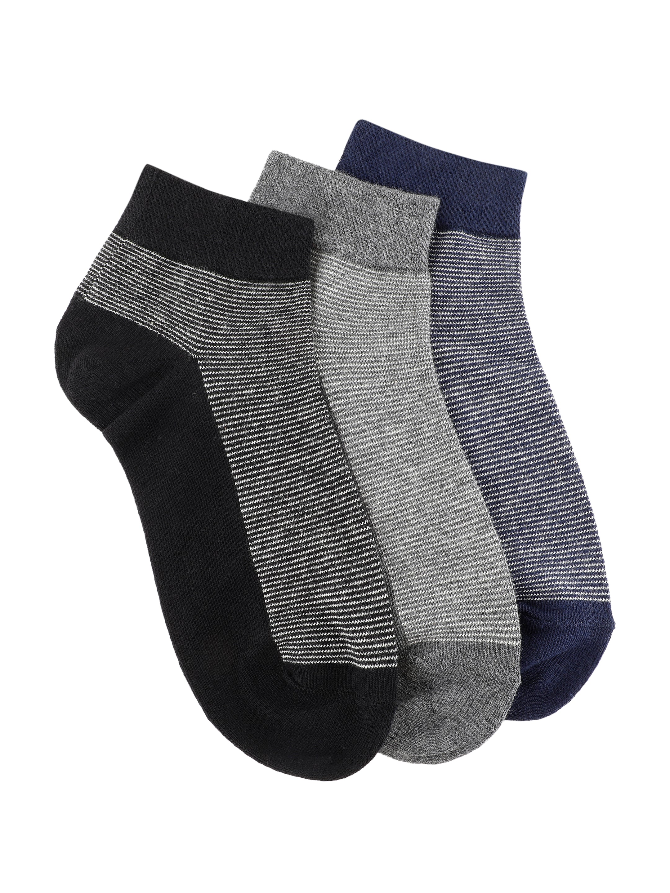 Alvaro Castagnino Men Black Grey & Blue Coloured Ankle-Length Socks