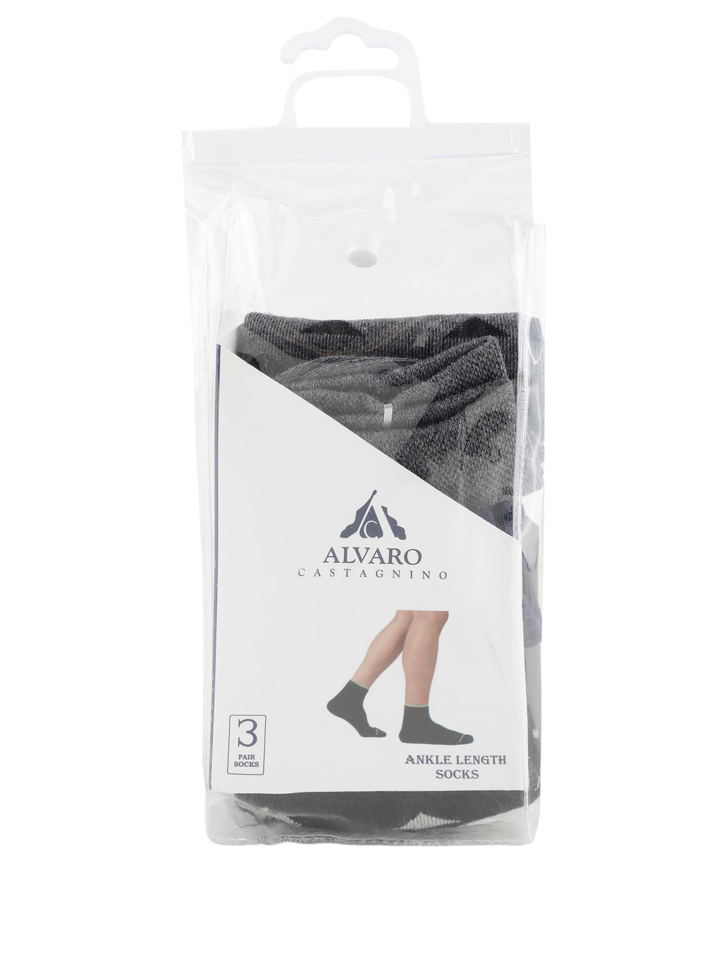 Alvaro Castagnino Men  Black Grey & Blue Coloured Ankle-Length Socks
