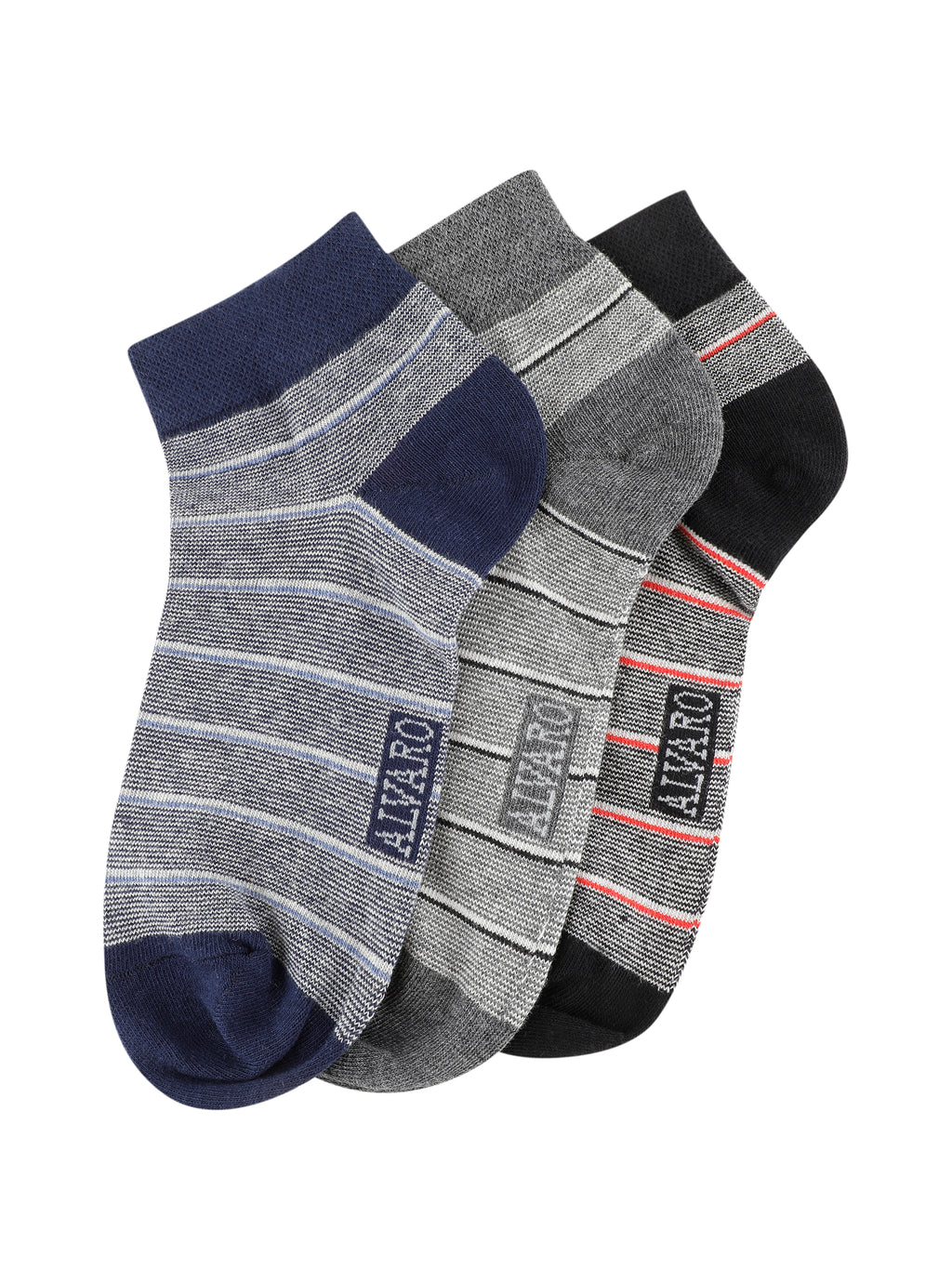 Alvaro Castagnino Men  Black Grey & Blue Coloured Ankle-Length Socks