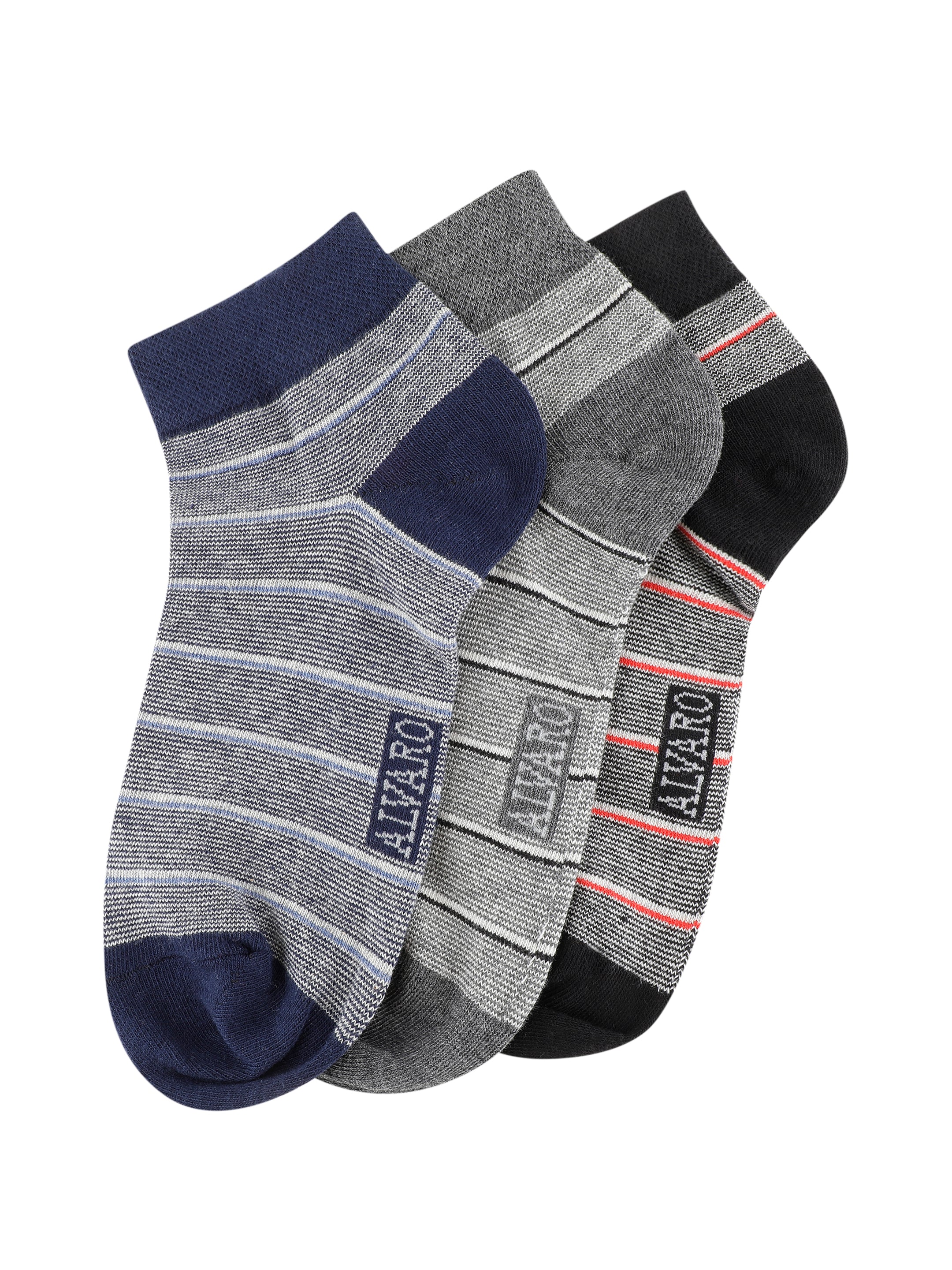 Alvaro Castagnino Men  Black Grey & Blue Coloured Ankle-Length Socks