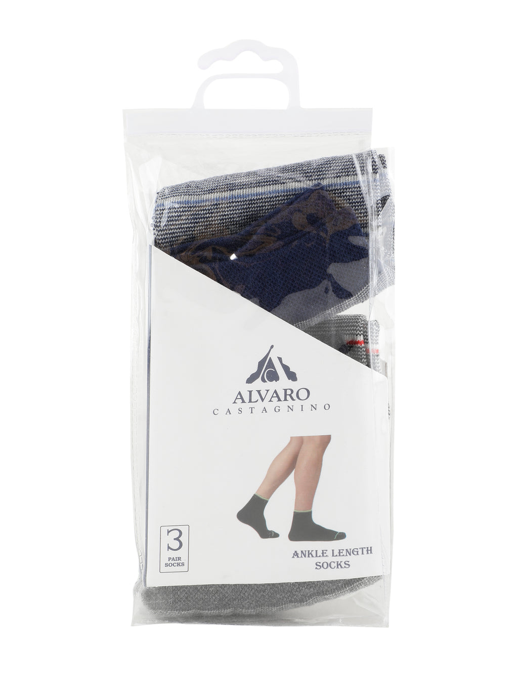 Alvaro Castagnino Men  Black Grey & Blue Coloured Ankle-Length Socks
