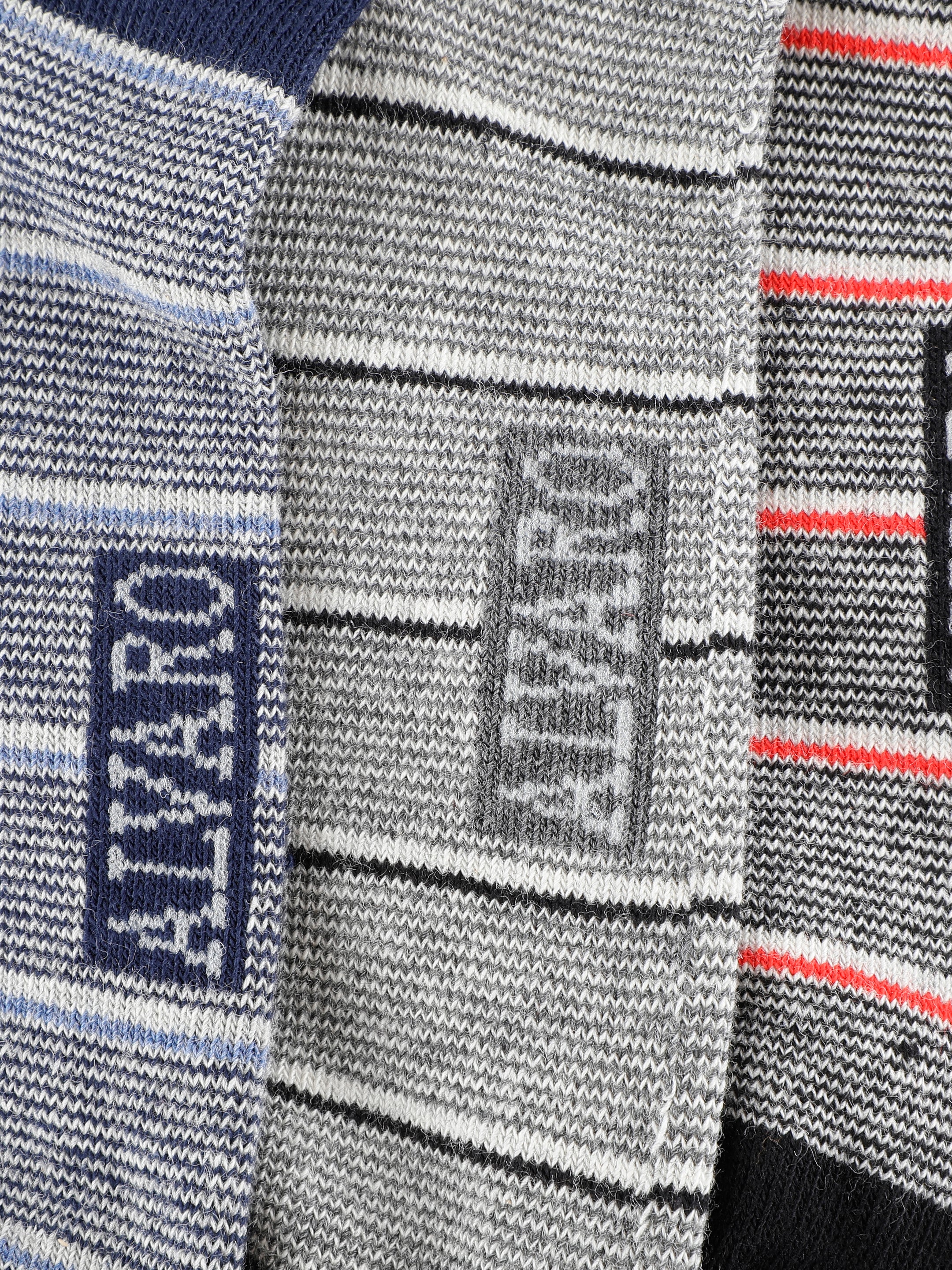 Blue, Grey & Black Textured Stripe Socks