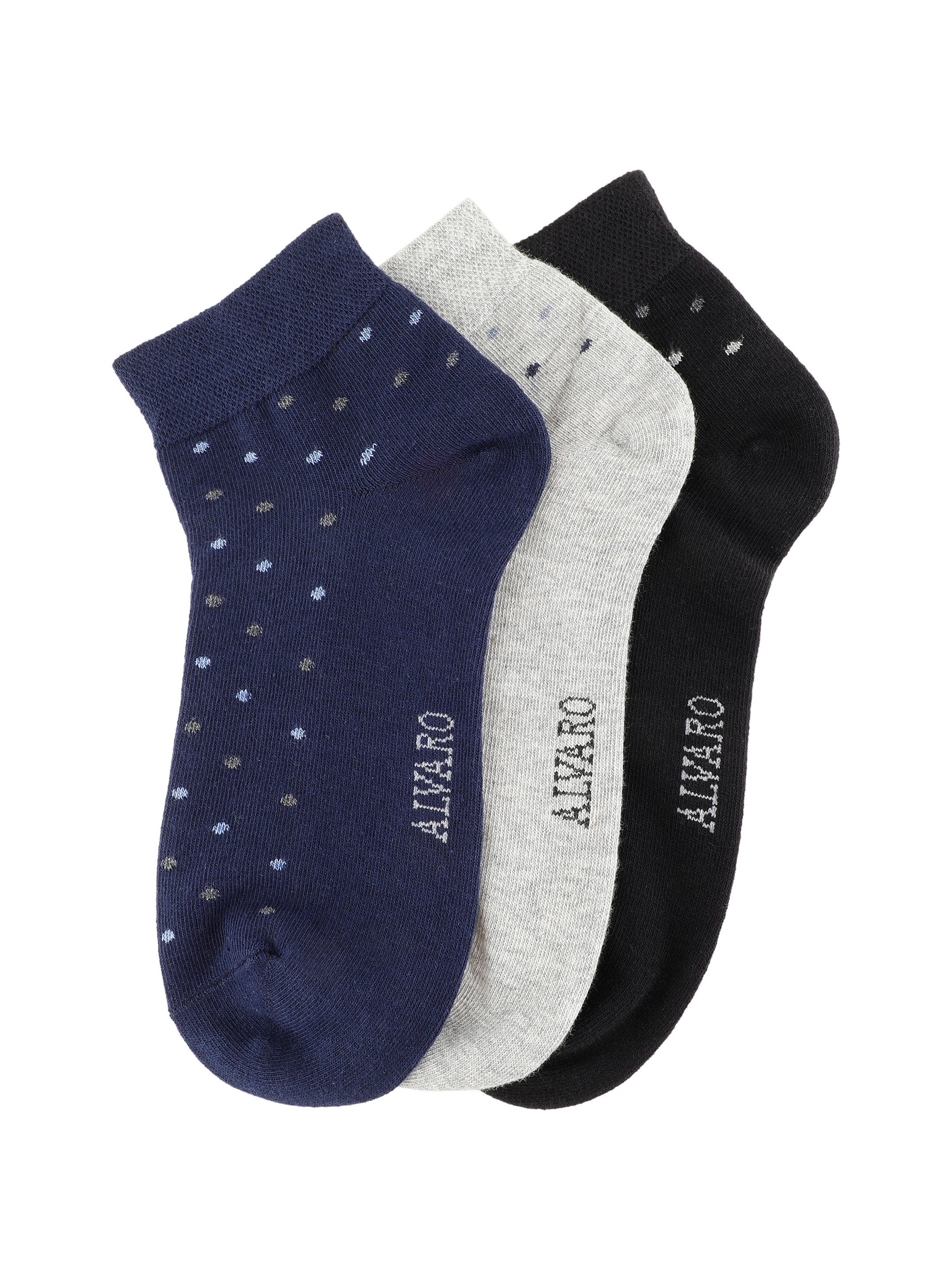 Alvaro Castagnino Men Black Grey & Blue Coloured Ankle-Length Socks