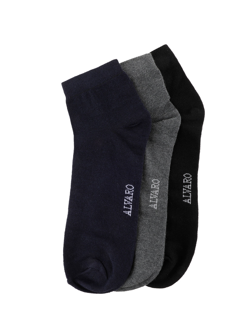 Alvaro Castagnino Men  Black Grey & Blue Coloured Plain Ankle-Length Socks