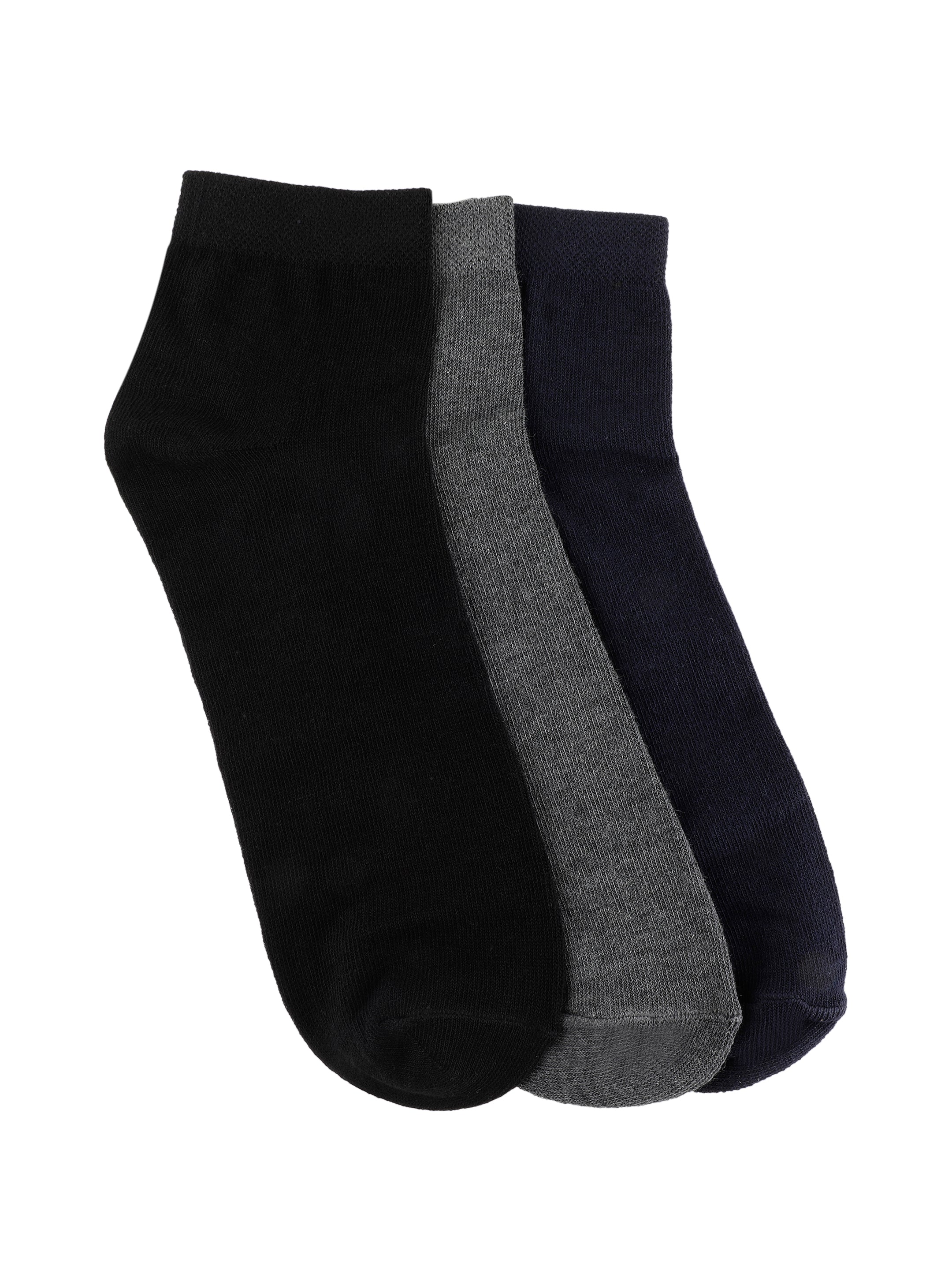 Alvaro Castagnino Men  Black Grey & Blue Coloured Plain Ankle-Length Socks