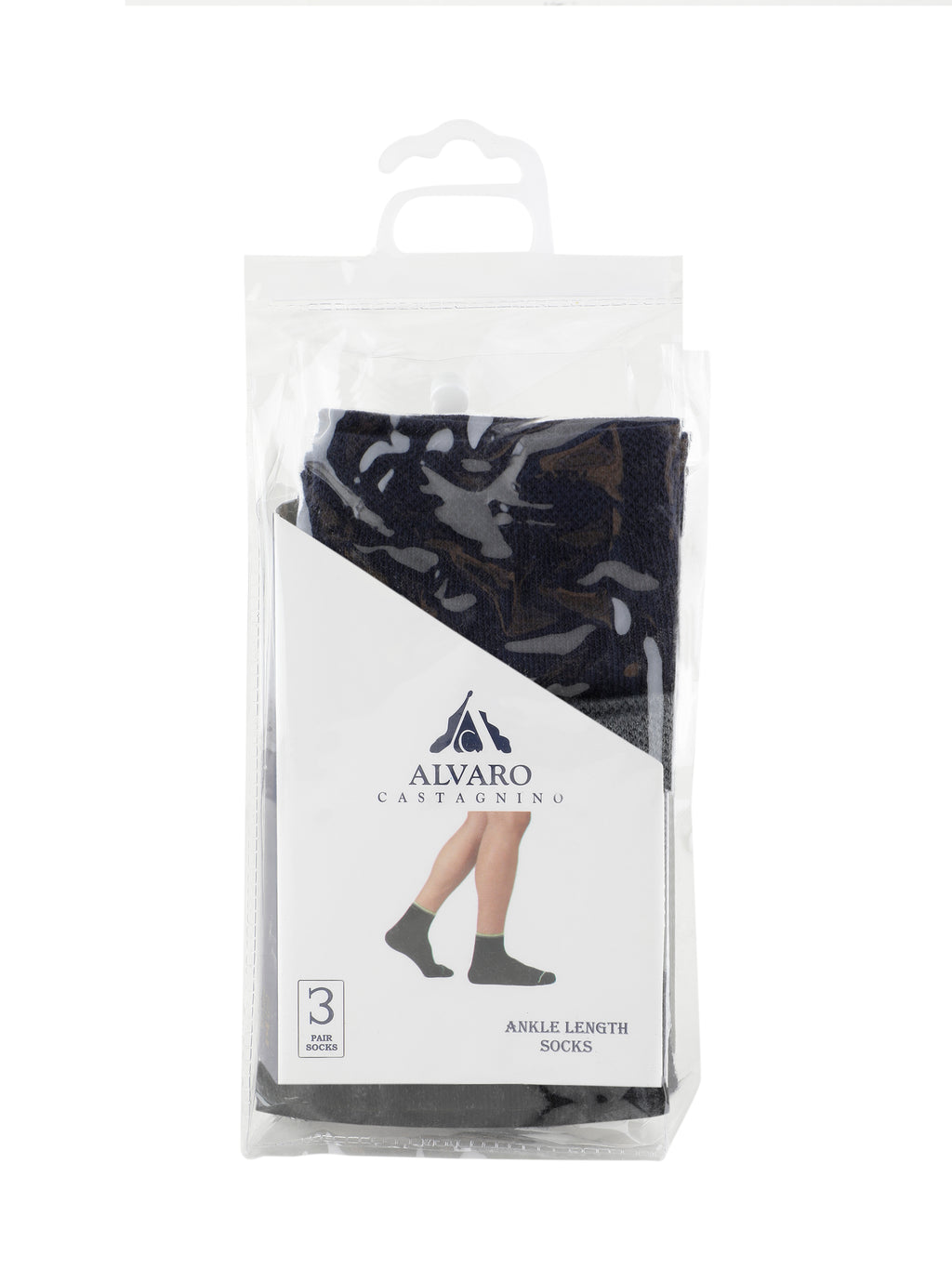 Alvaro Castagnino Men  Black Grey & Blue Coloured Plain Ankle-Length Socks