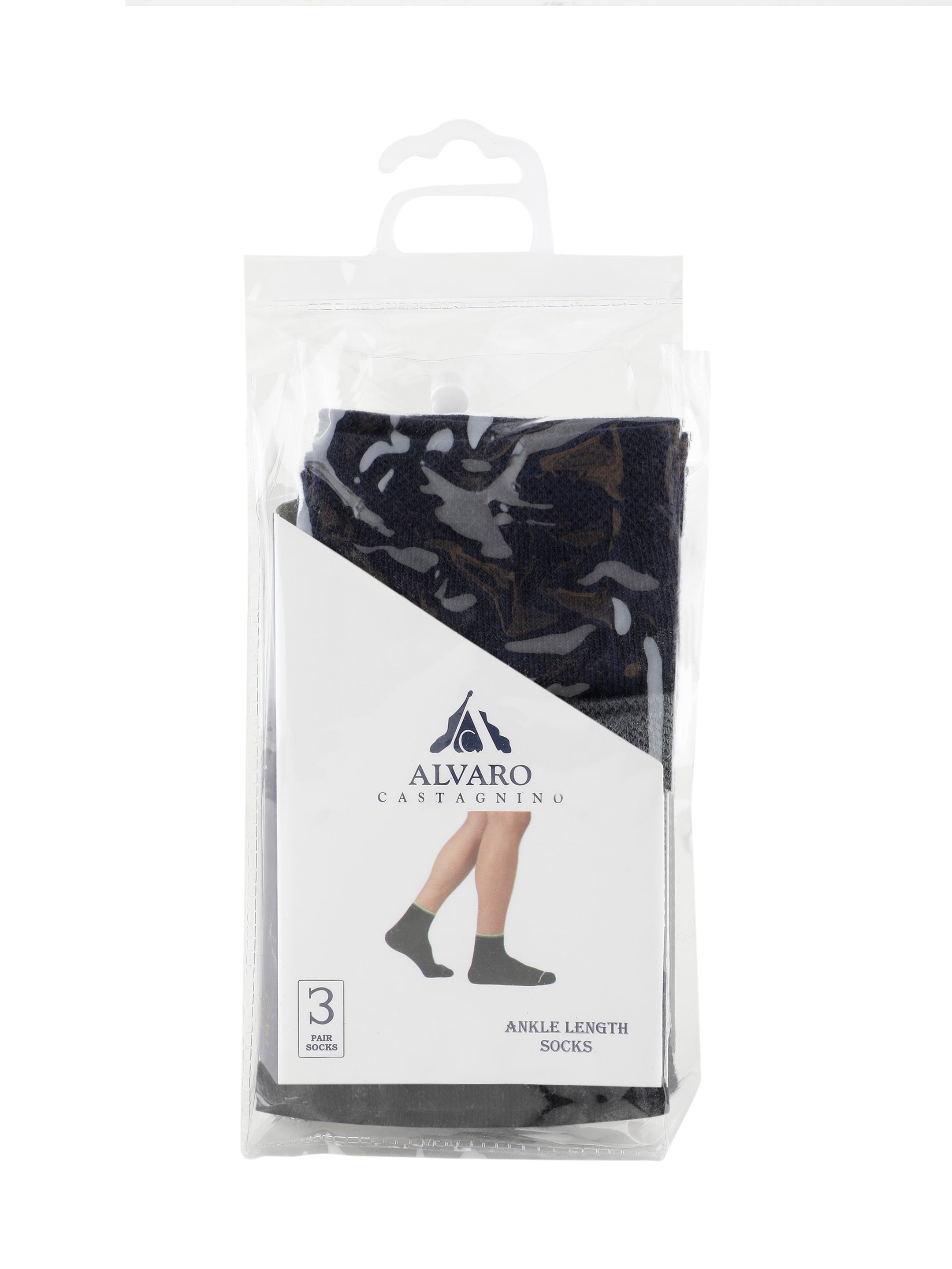 Alvaro Castagnino Men  Black Grey & Blue Coloured Plain Ankle-Length Socks
