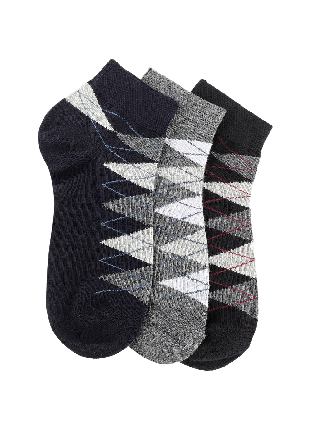 Alvaro Castagnino Men Black Grey & Blue Coloured Ankle-Length Socks