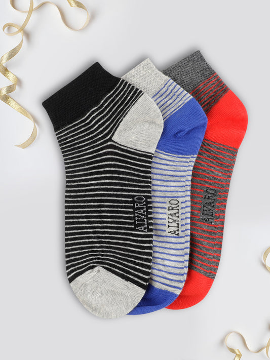 Alvaro Castagnino Men  Multi Coloured Striped Ankle-Length Socks