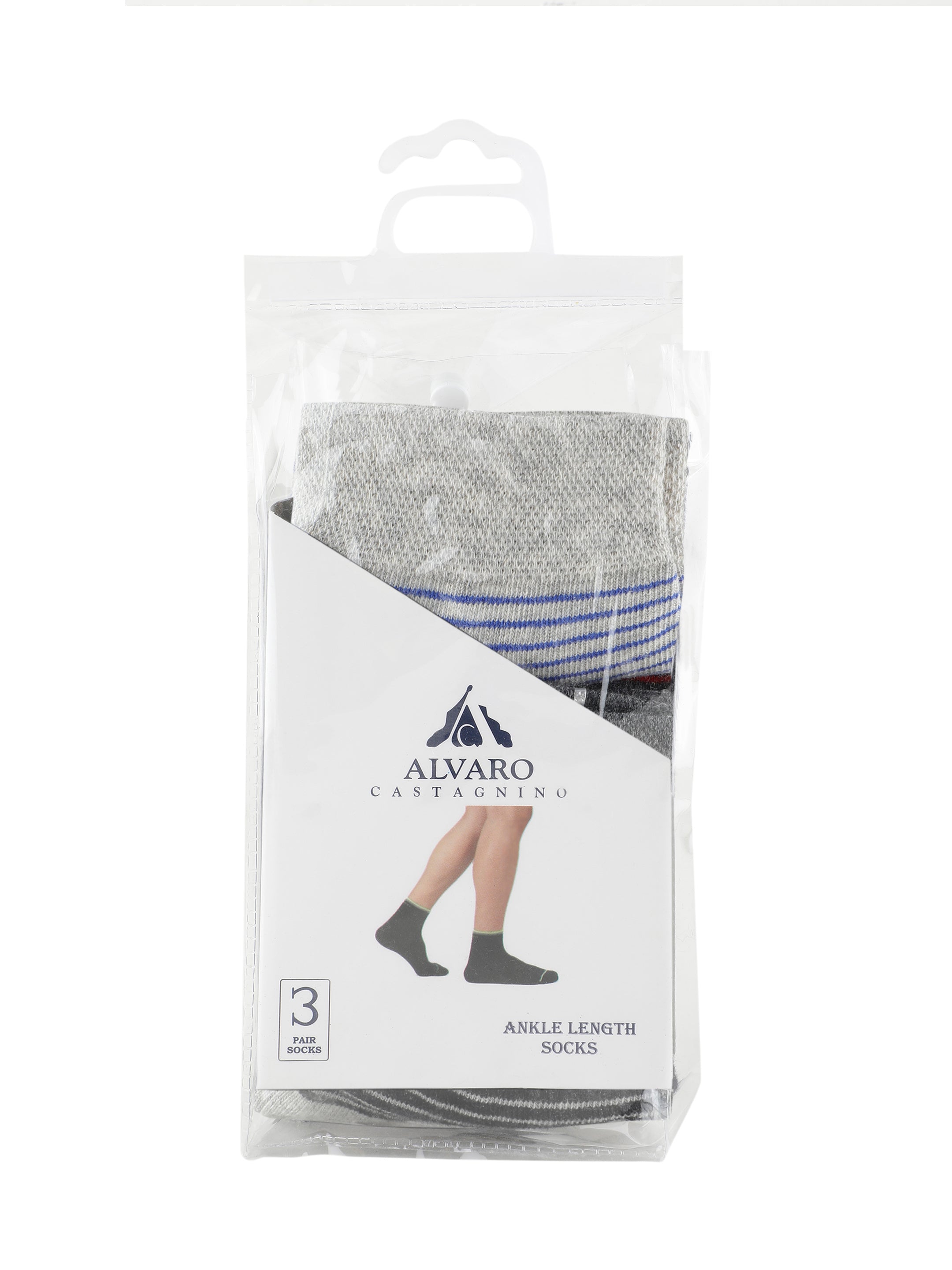 Alvaro Castagnino Men  Multi Coloured Striped Ankle-Length Socks