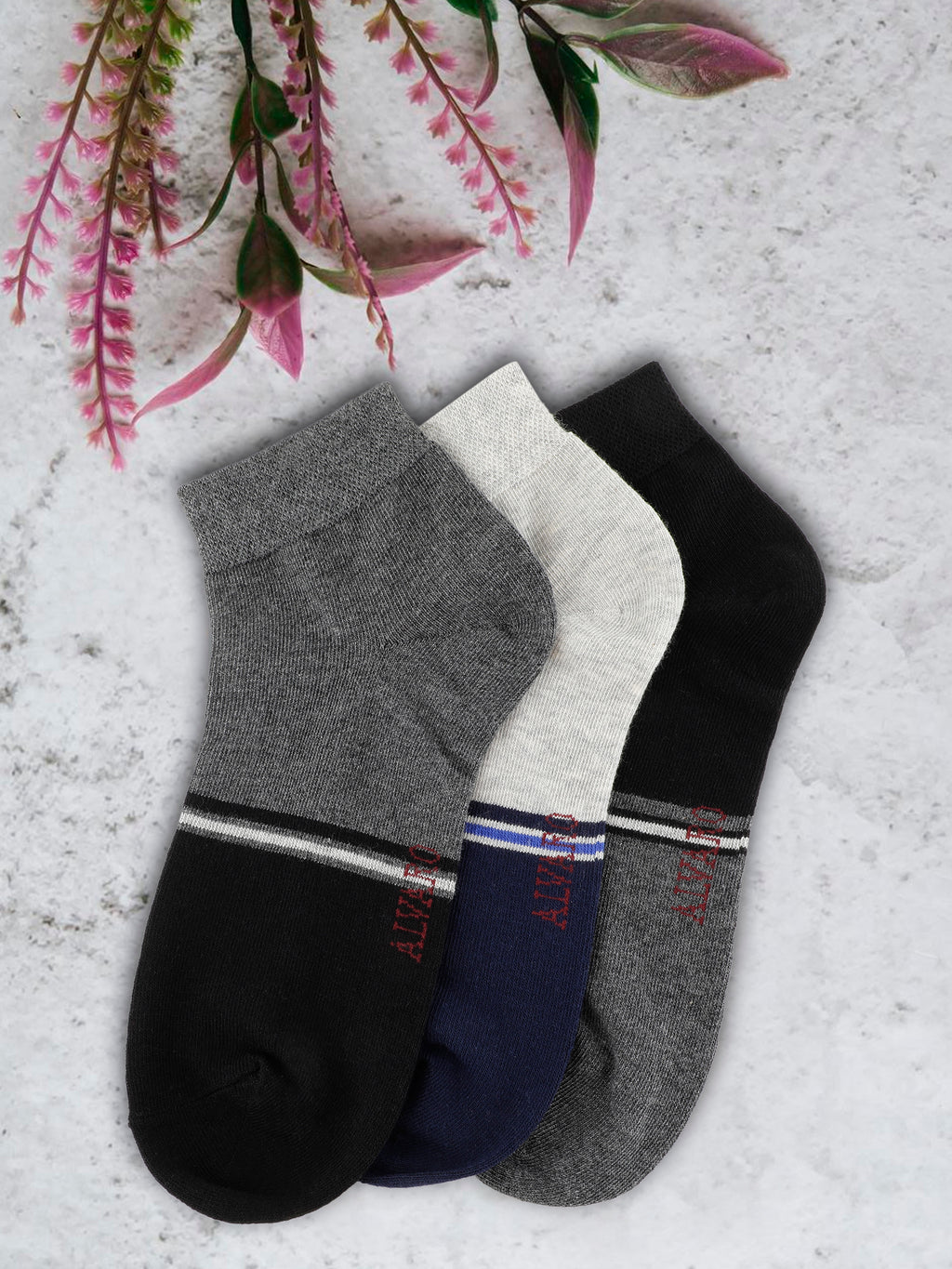 Alvaro Castagnino Men Black Grey & Blue Coloured Ankle-Length Socks