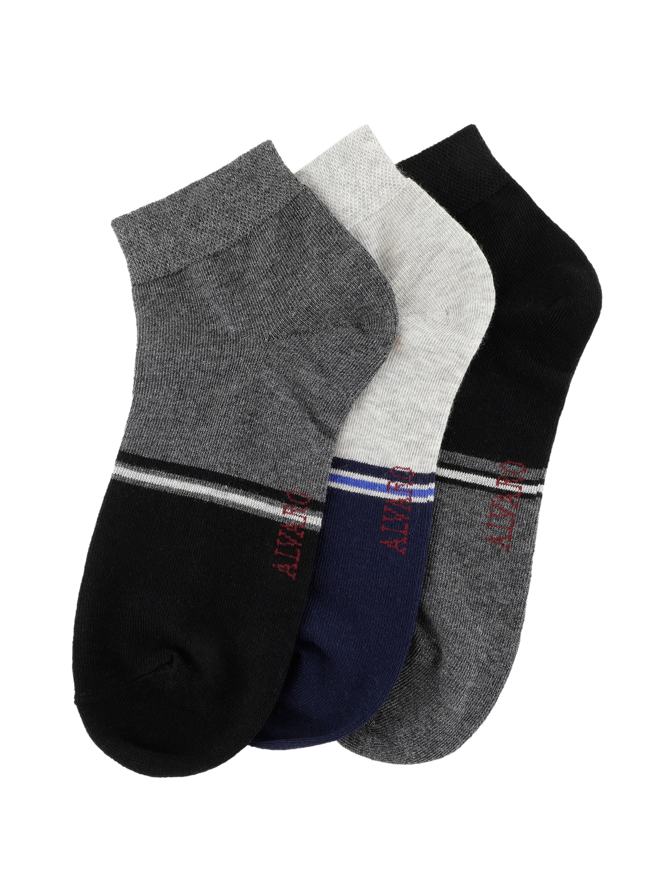 Alvaro Castagnino Men Black Grey & Blue Coloured Ankle-Length Socks