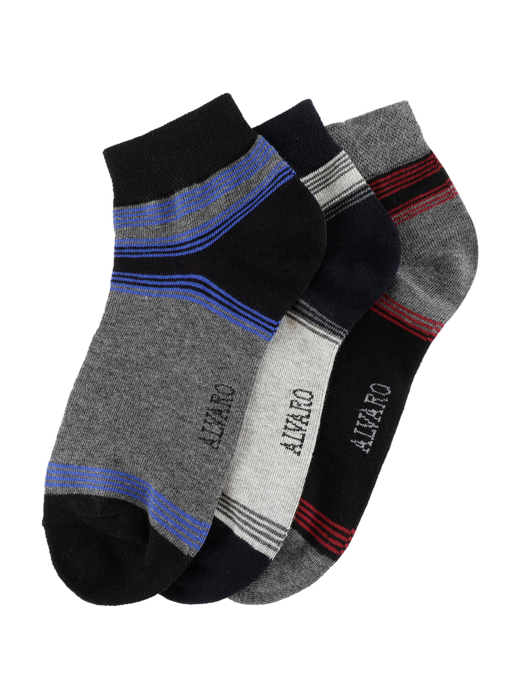 Alvaro Castagnino Men Black Grey & Blue Coloured Ankle-Length Socks