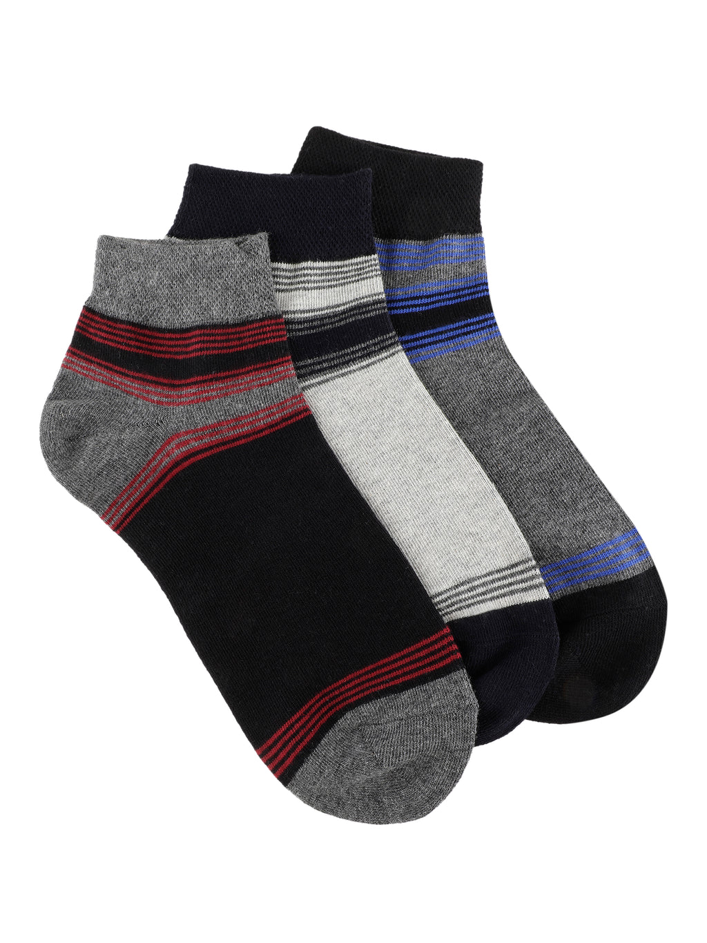 Alvaro Castagnino Men Black Grey & Blue Coloured Ankle-Length Socks