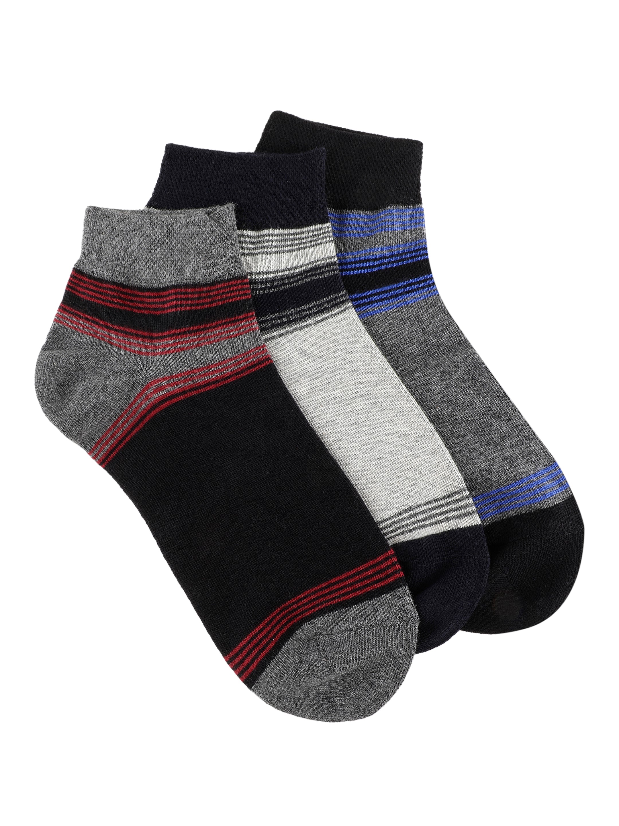 Navy, White & Grey Ankle Socks
