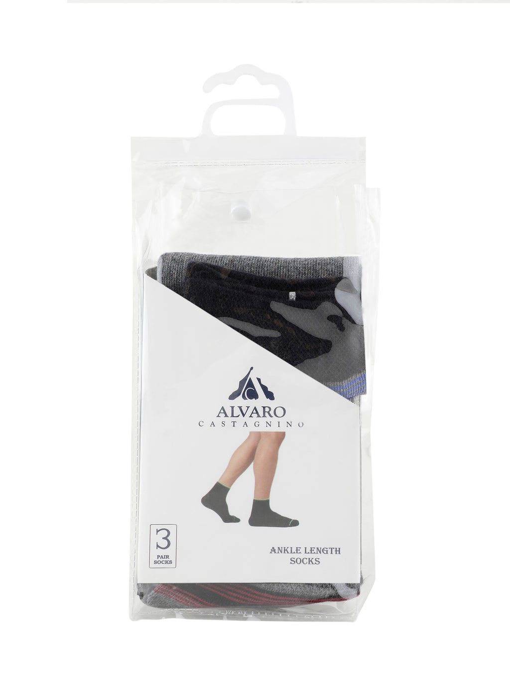 Alvaro Castagnino Men Black Grey & Blue Coloured Ankle-Length Socks