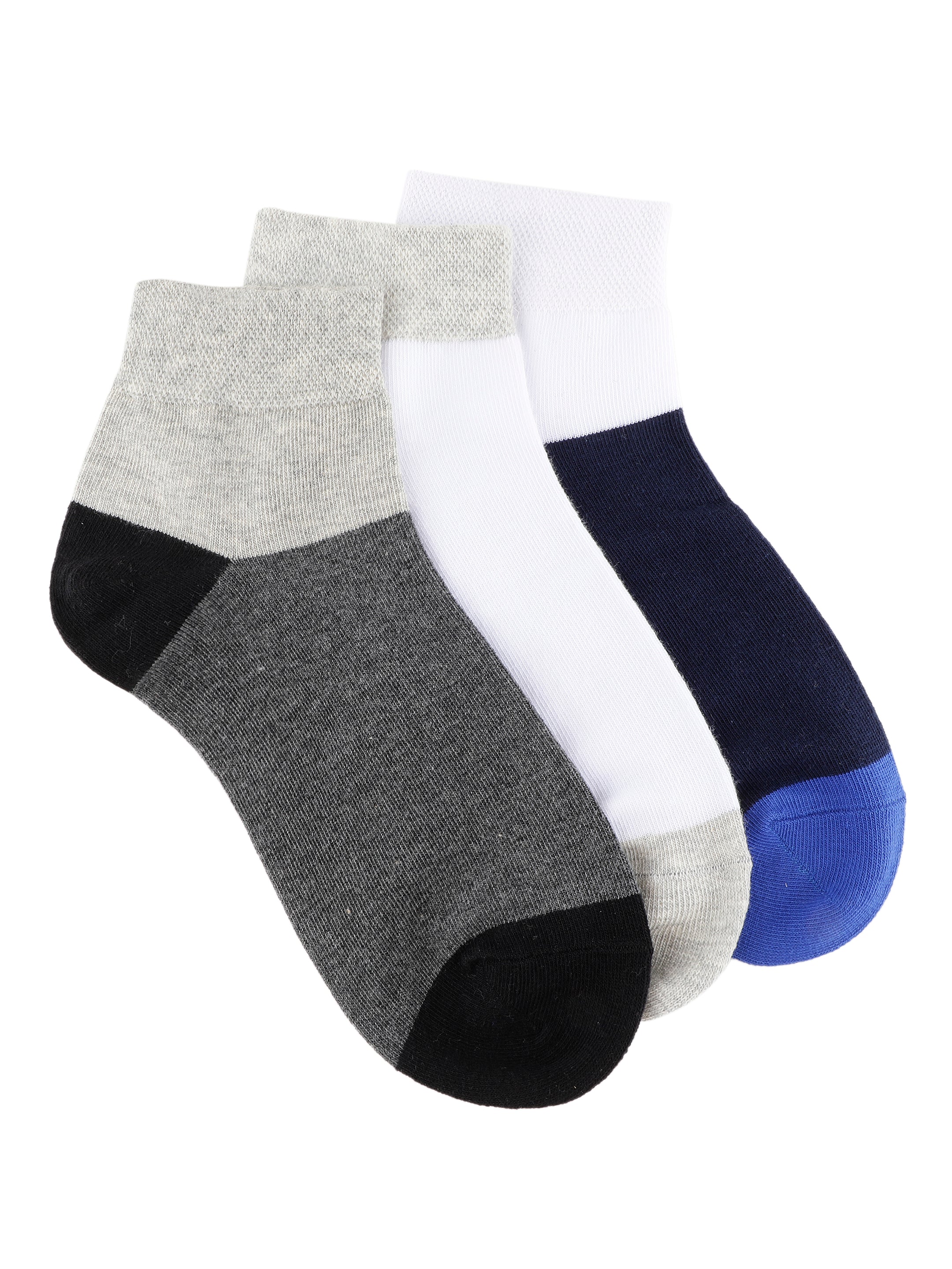 Navy , White & Grey Ankle Socks