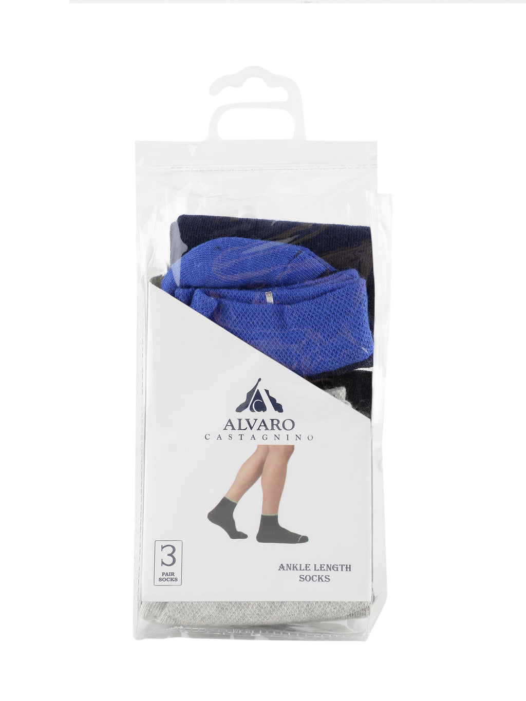 Alvaro Castagnino Men Black Grey & Blue Coloured Ankle-Length Socks