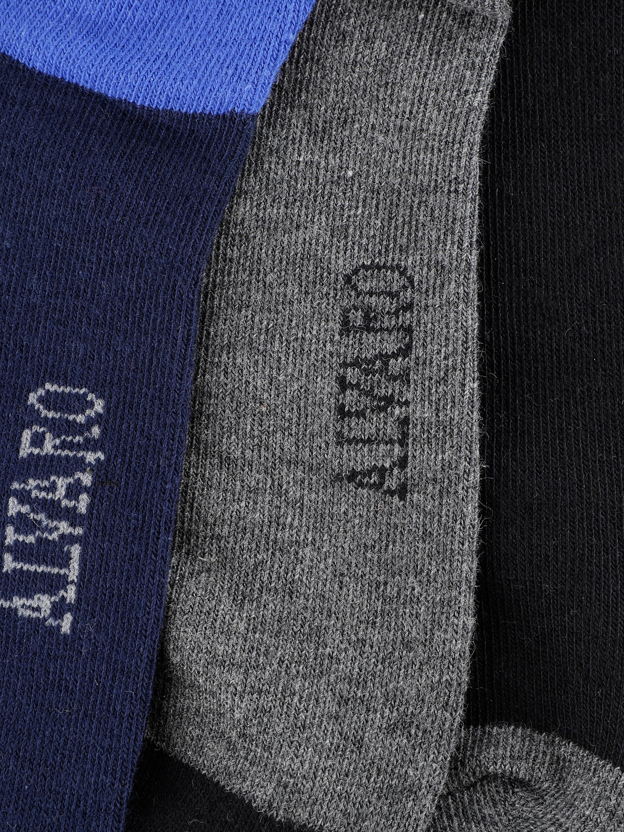 Black, Grey, and Blue Ankle-Length Socks