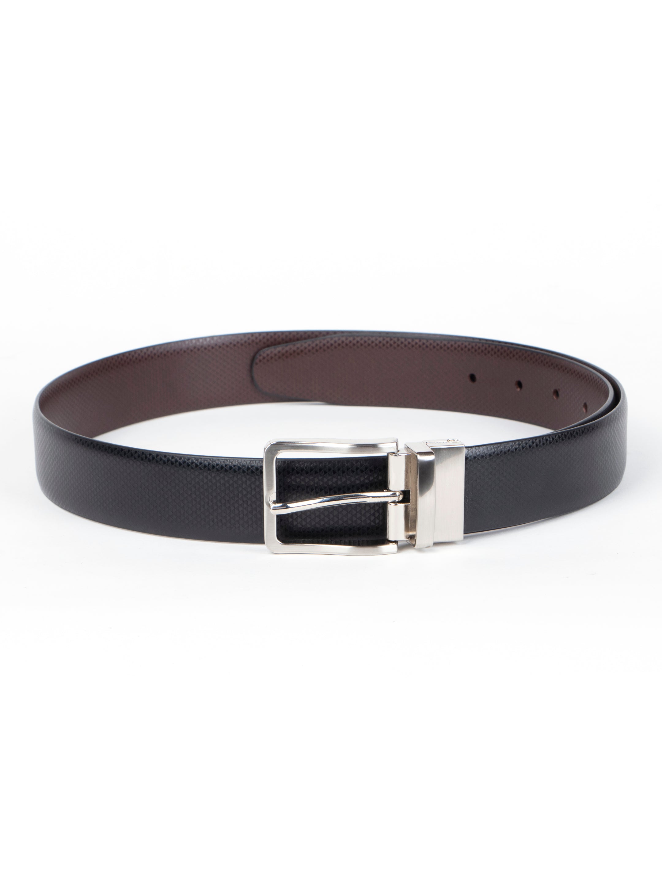 Black & Brown Triangle Textured Reversible Leather Belt