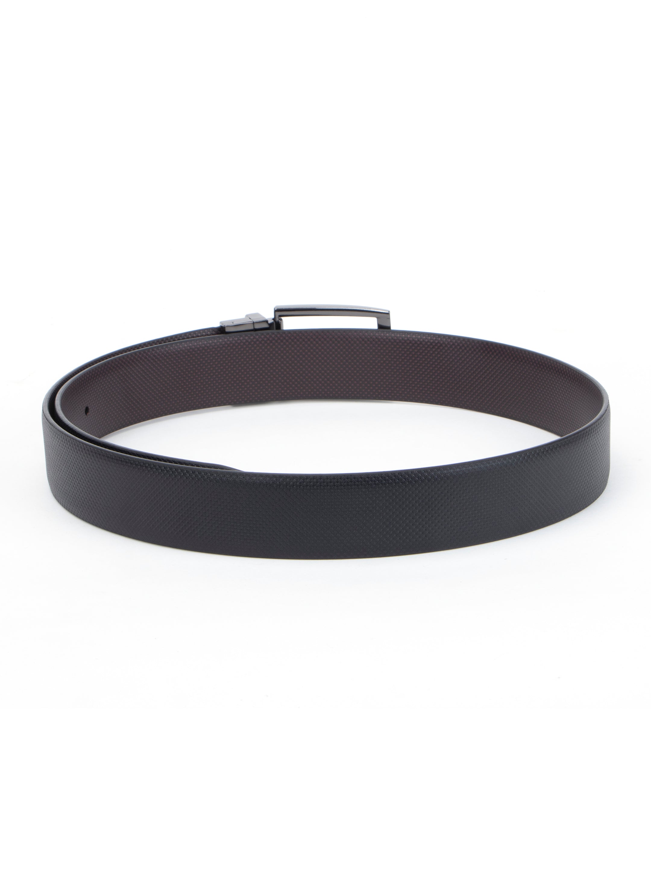  Micro Diamond Black & Burgundy Reversible Leather Belt