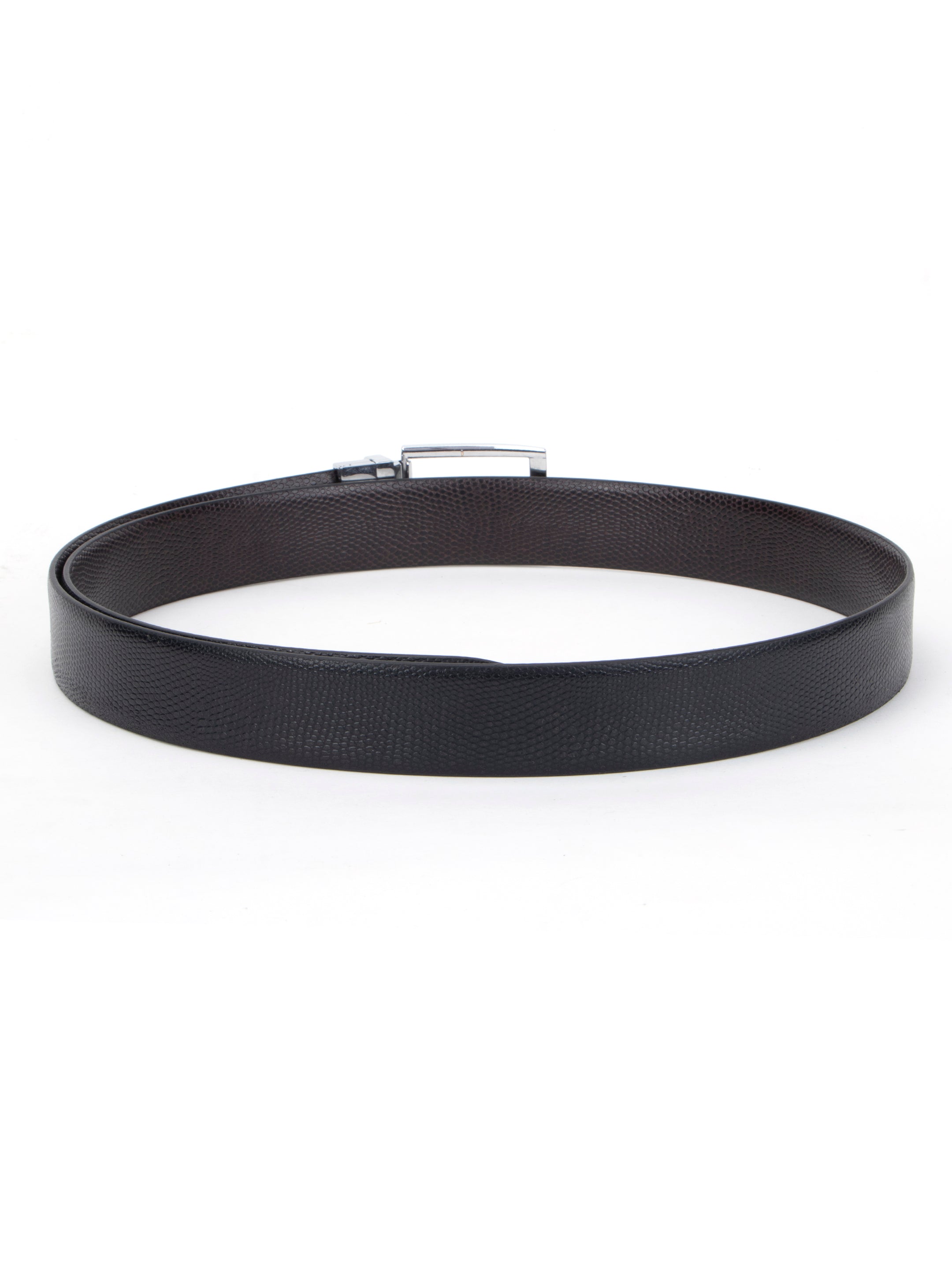 Black Reptile Grain Reversible Leather Belt