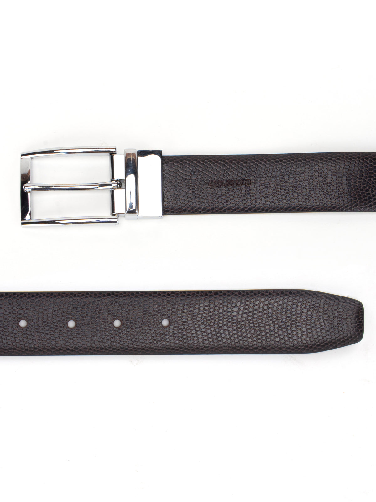 Black Reptile Grain Reversible Leather Belt display picture 1