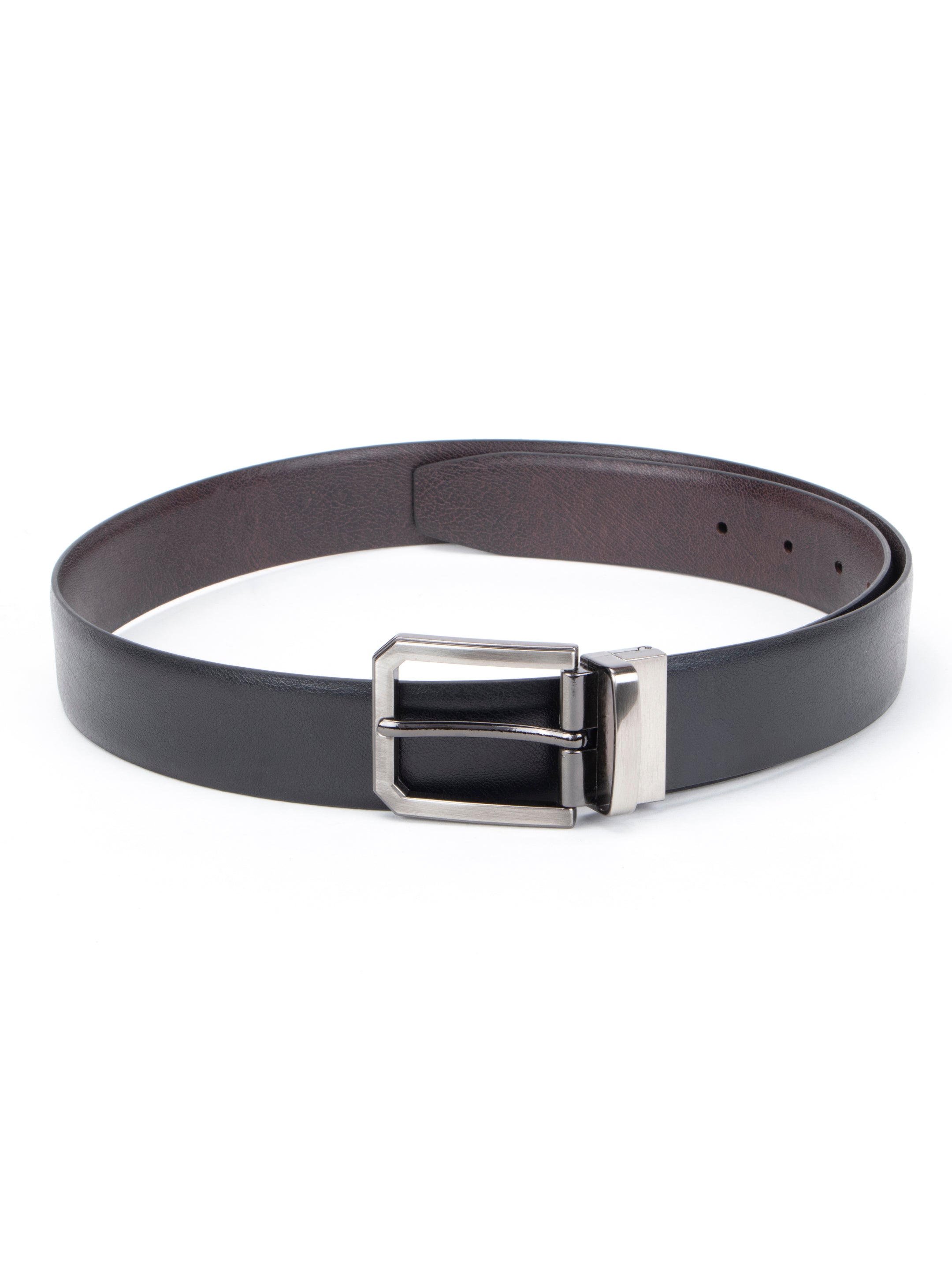 Reversible Pebbled & Smooth Black Leather Belt