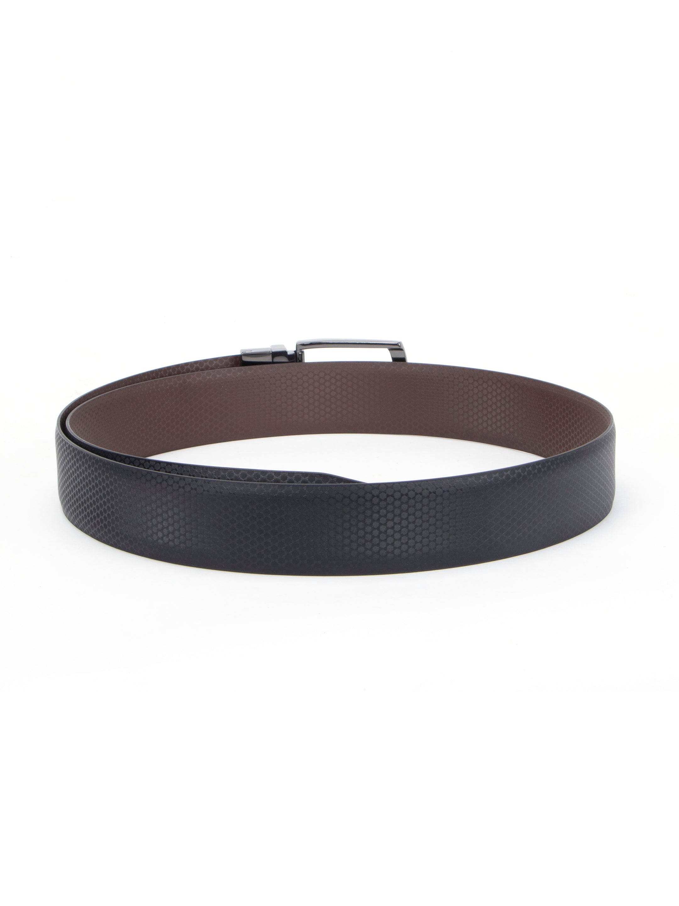 Reversible Honeycomb Black & Grey Leather Belt
