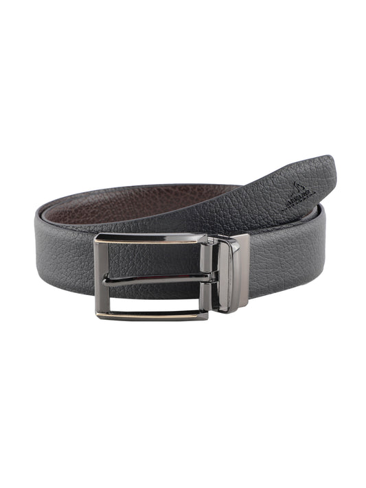 Alvaro Castagnino Men Black & Brown Textured Leather Formal Reversible Belt