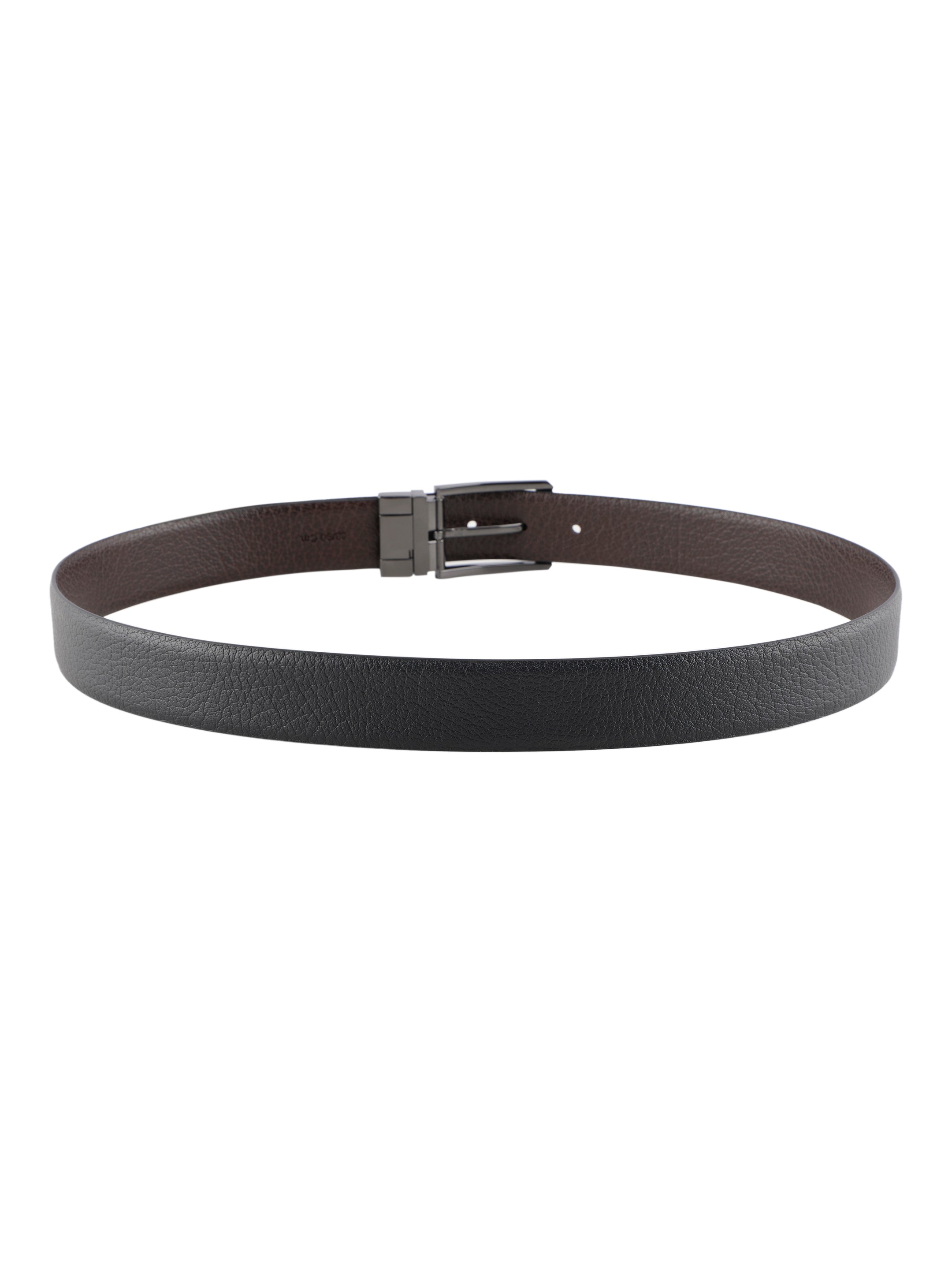 Alvaro Castagnino Men Black & Brown Textured Leather Formal Reversible Belt