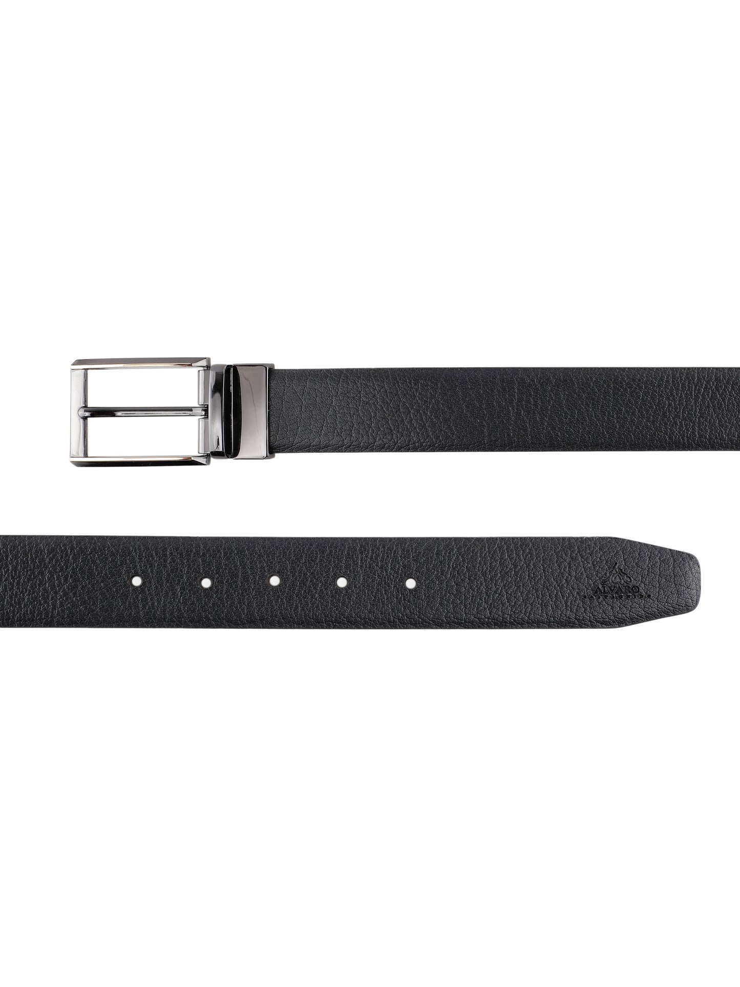 Alvaro Castagnino Men Black & Brown Textured Leather Formal Reversible Belt