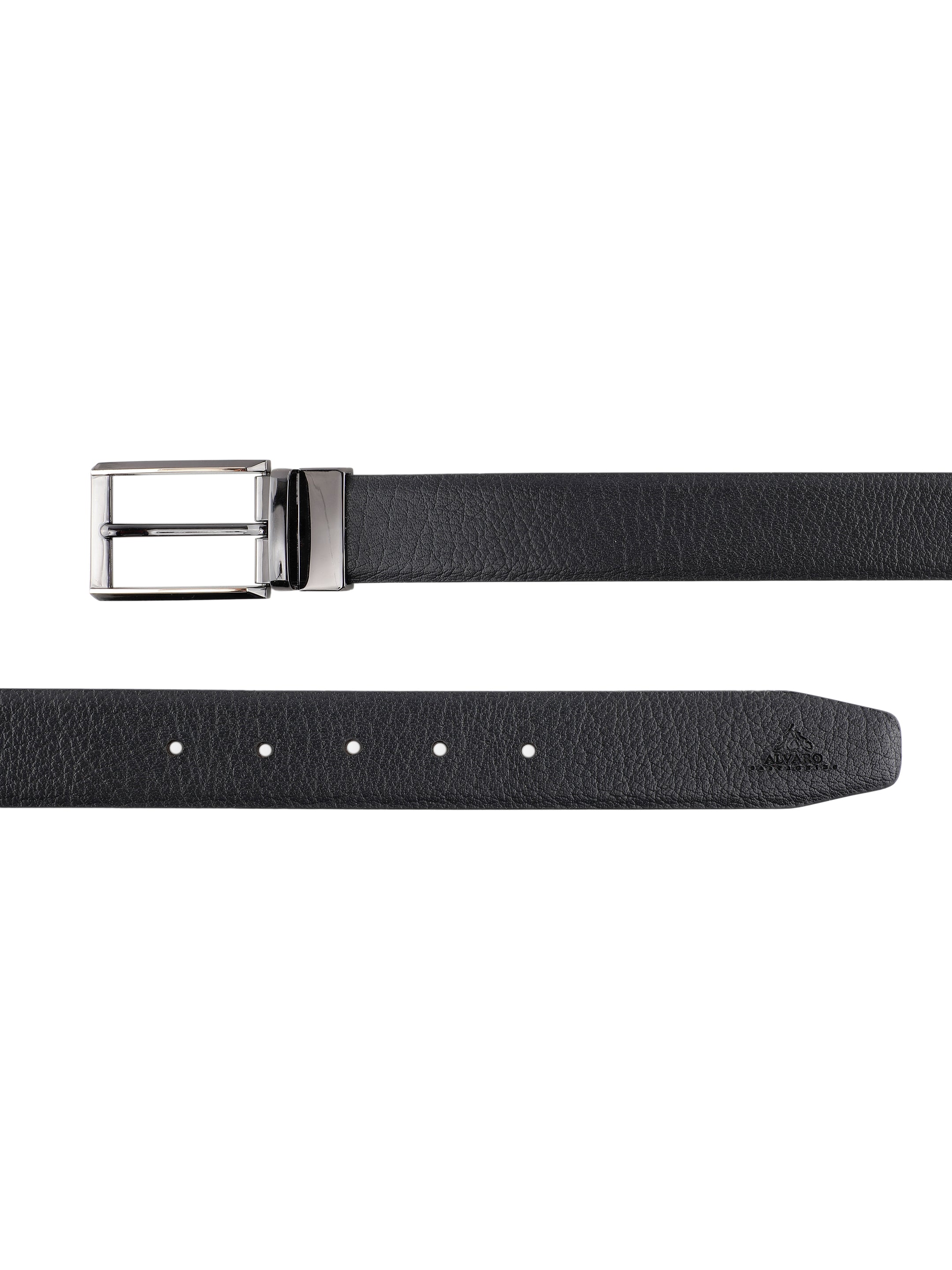 Reversible Pebbled Black & Brown Leather Belt 