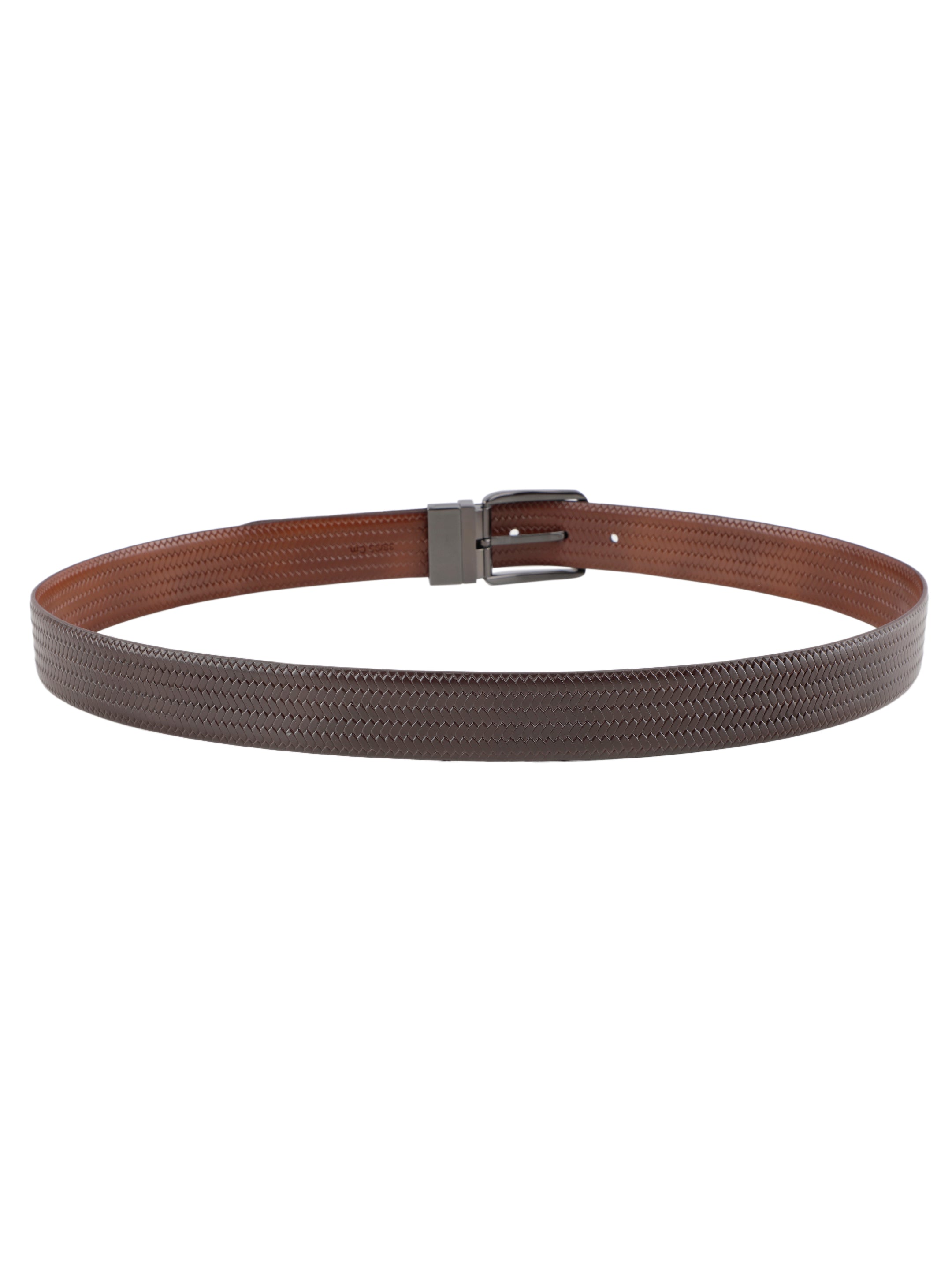 Alvaro Castagnino Men Brown & Tan Textured Leather Formal Reversible Belt