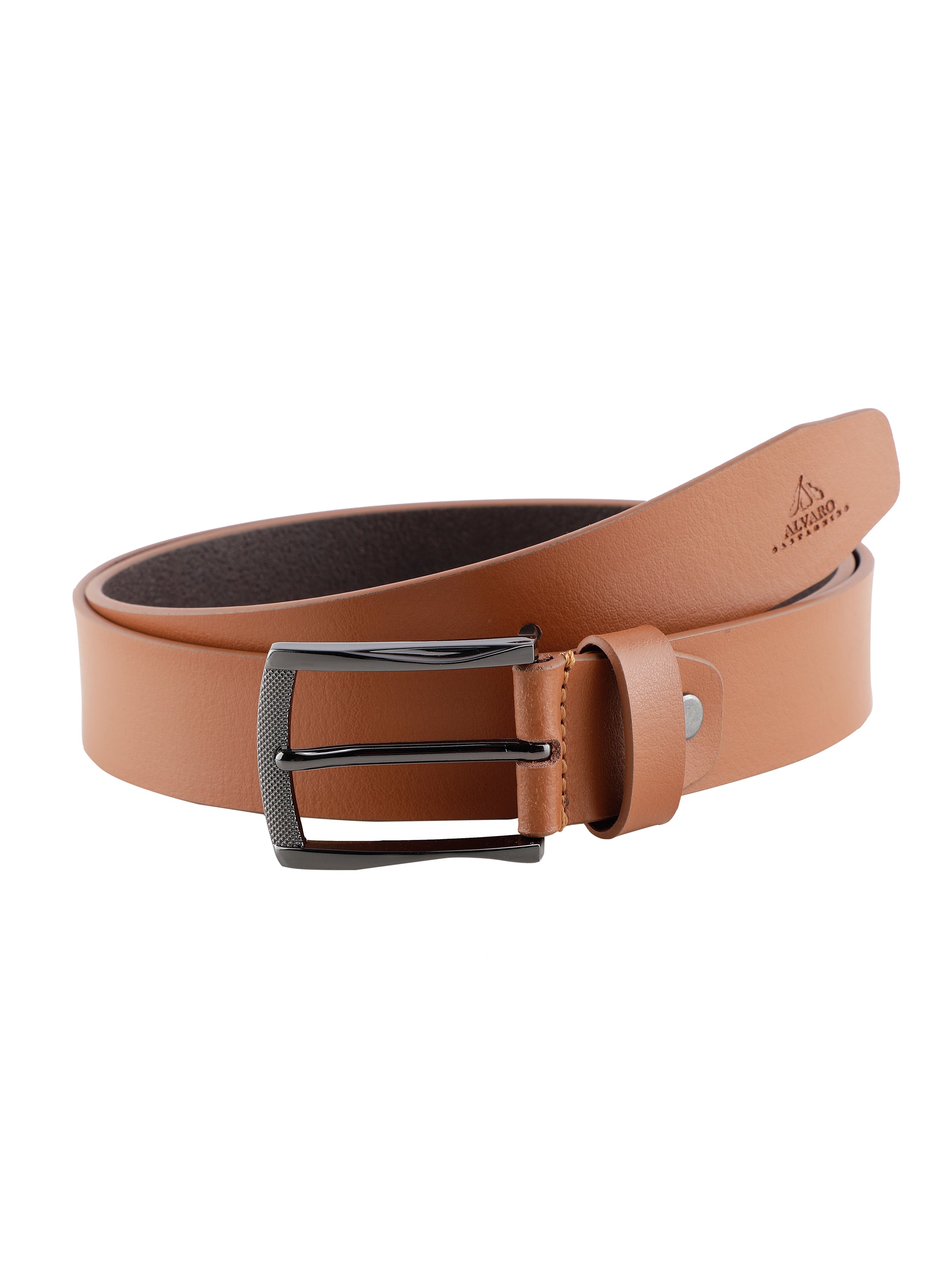 Alvaro Castagnino Men Tan Textured Leather Formal Single Side Belt