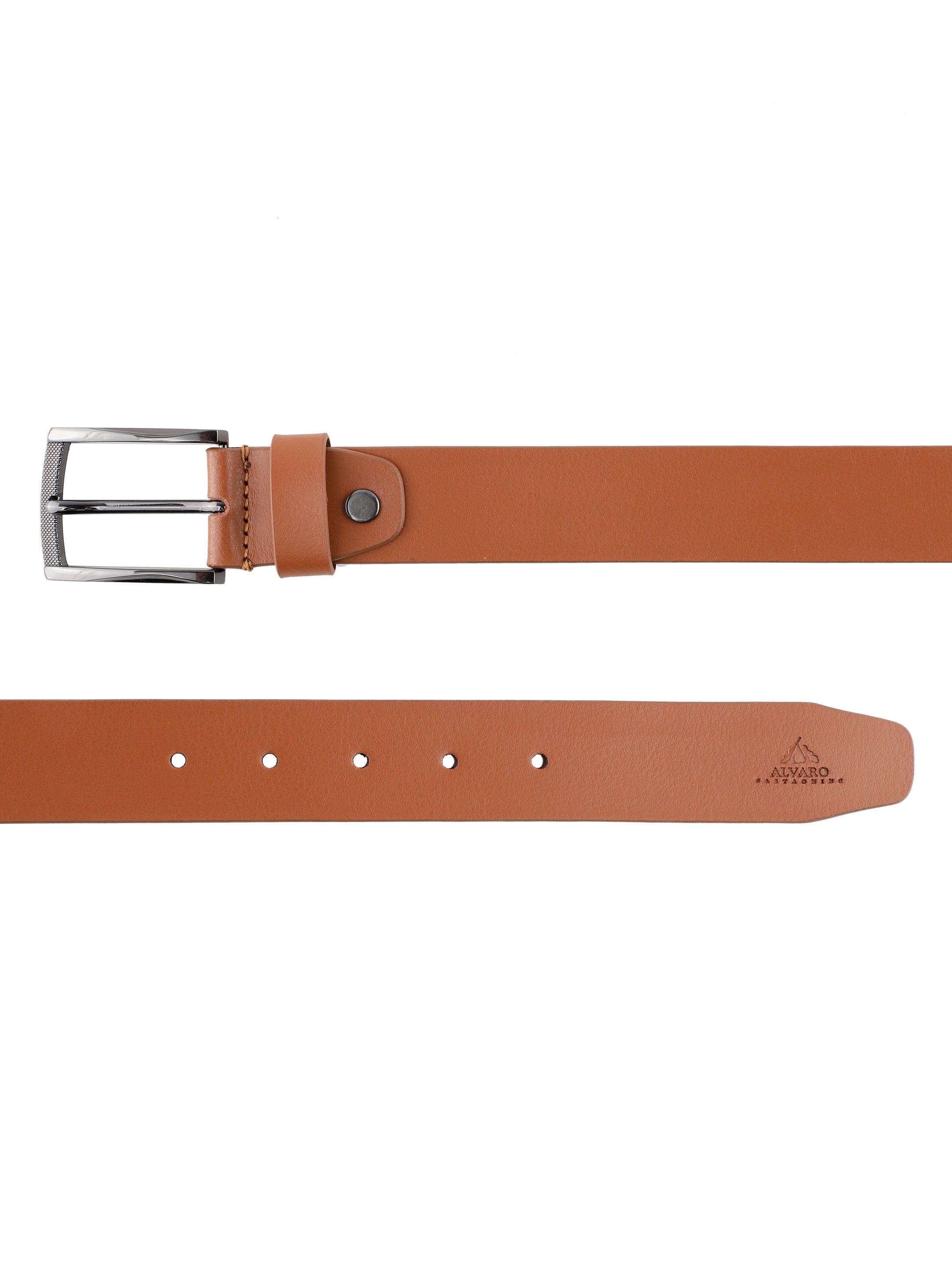 Alvaro Castagnino Men Tan Textured Leather Formal Single Side Belt