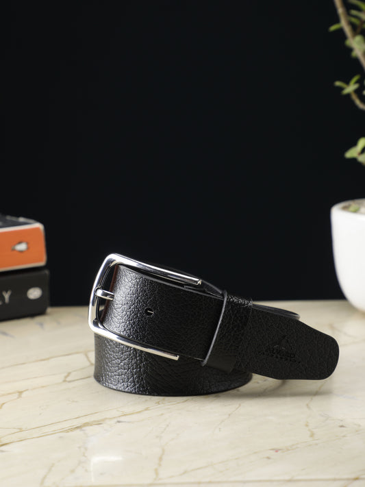 Alvaro Castagnino Men Black Textured Leather Formal Single Side Belt